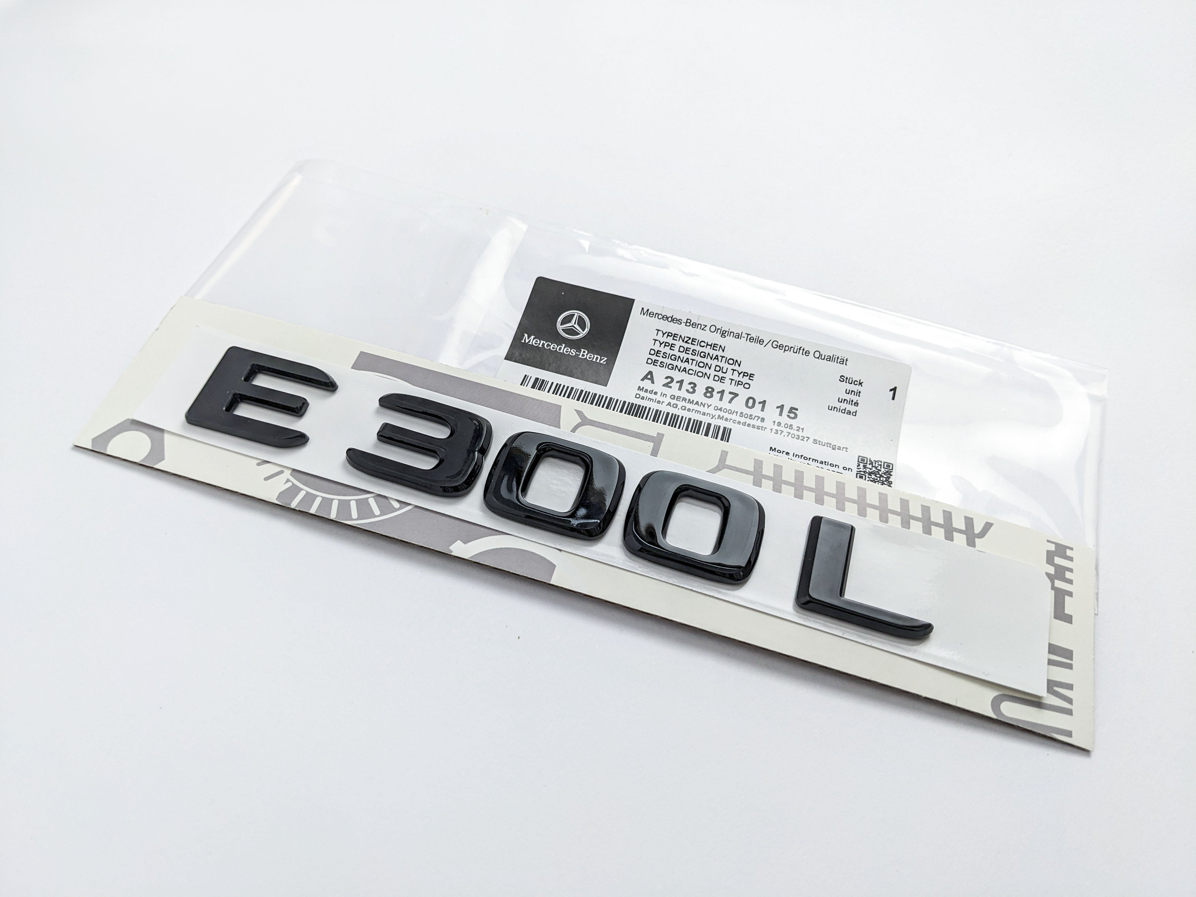 Mercedes Benz Gloss Black Letters "E300L" Rear Trunk Emblems Badges Italiaspares