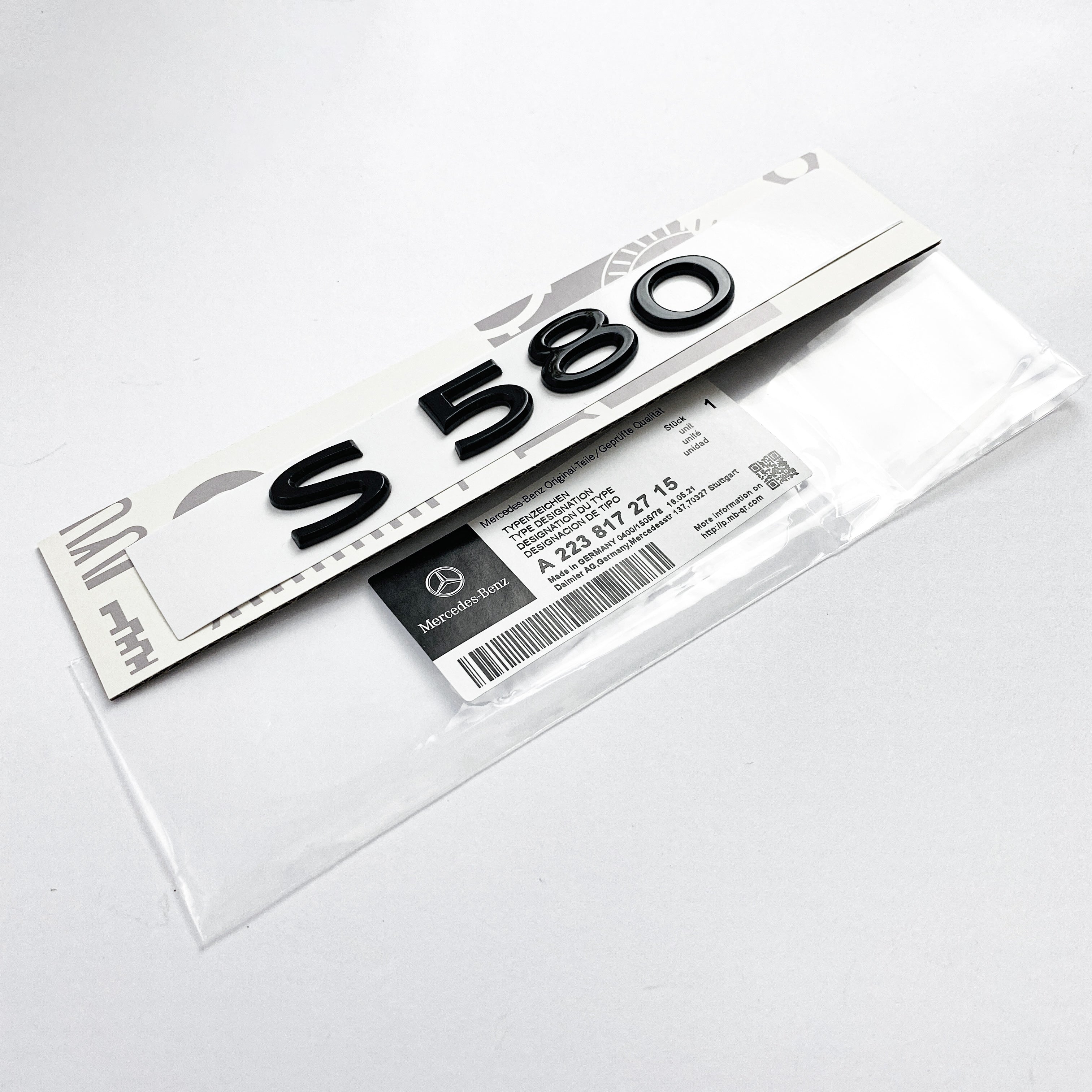 Mercedes-Benz Gloss Black "S580" Rear Trunk Emblem Badge Logo Italiaspares