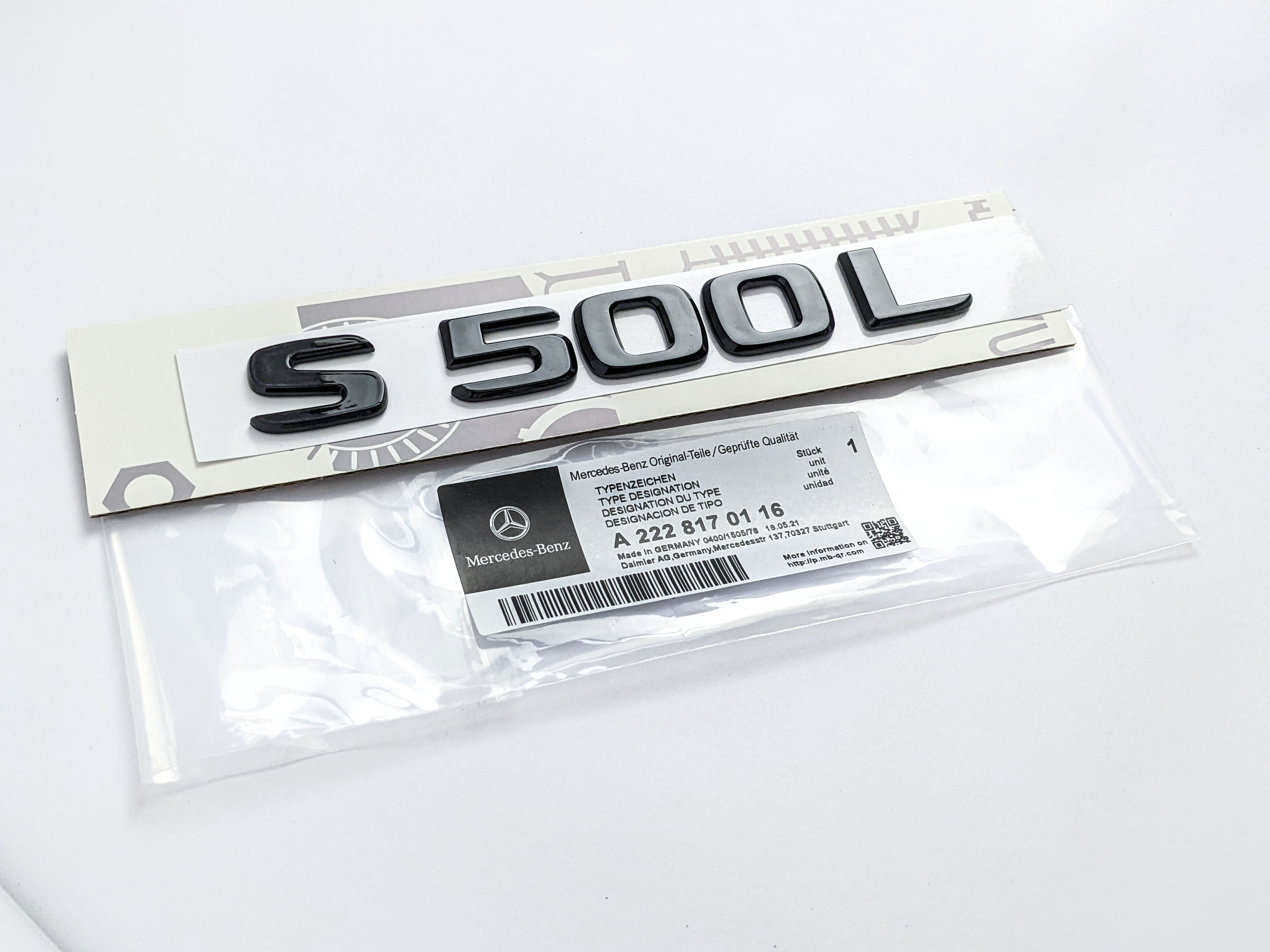 Mercedes Benz Gloss Black "S500L" Rear Trunk Emblem Badge Nameplate Decal Letter Italiaspares