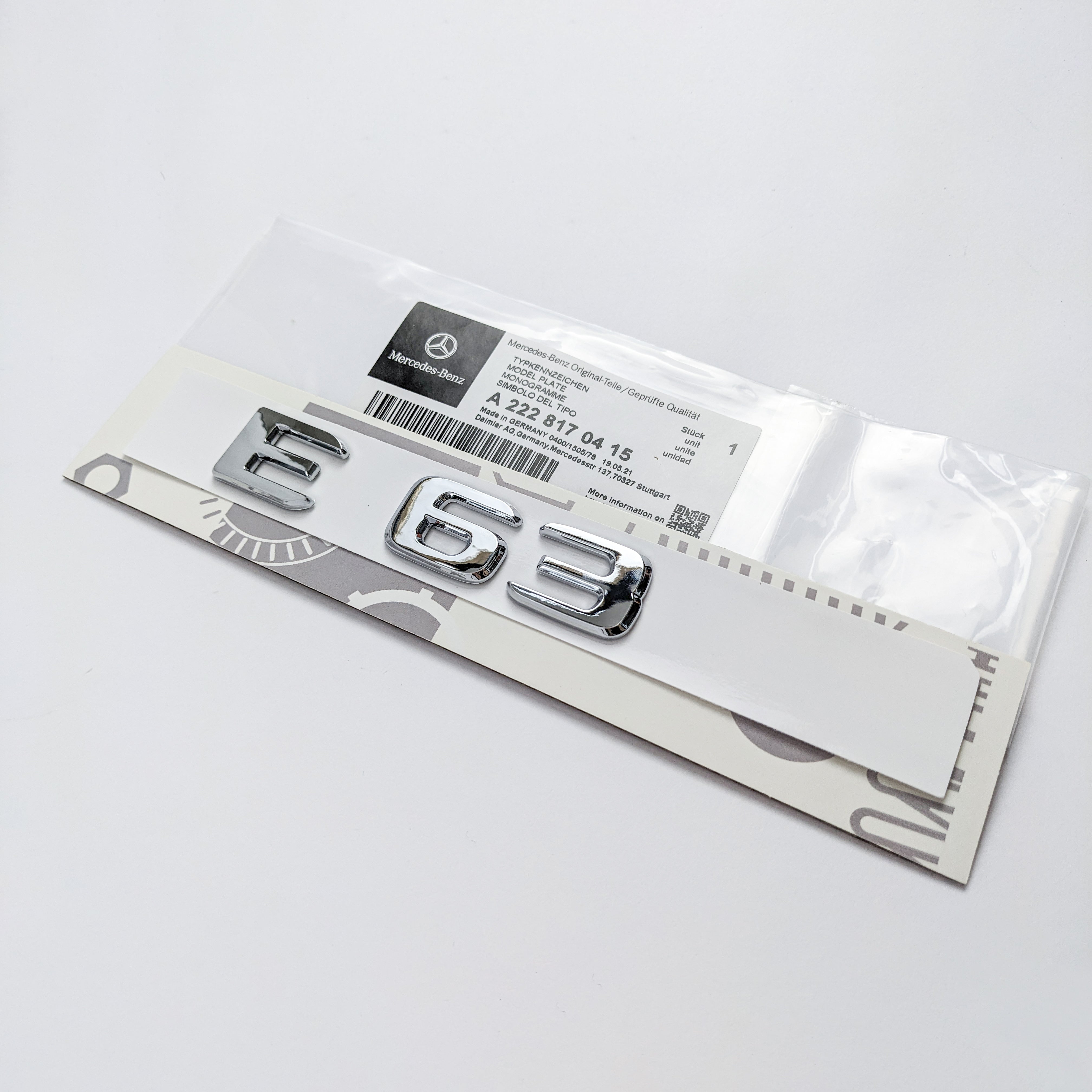 Mercedes Benz "E 63" Chrome Sliver Letter Emblem Trunk Nameplate Logo Badge Italiaspares