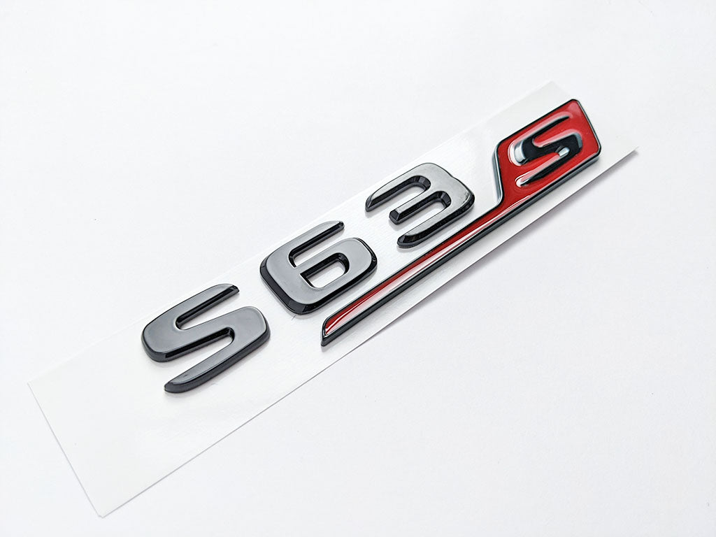 Mercedes-Benz Gloss Black Red "S63s" Rear Trunk Emblem Badge Logo Italiaspares