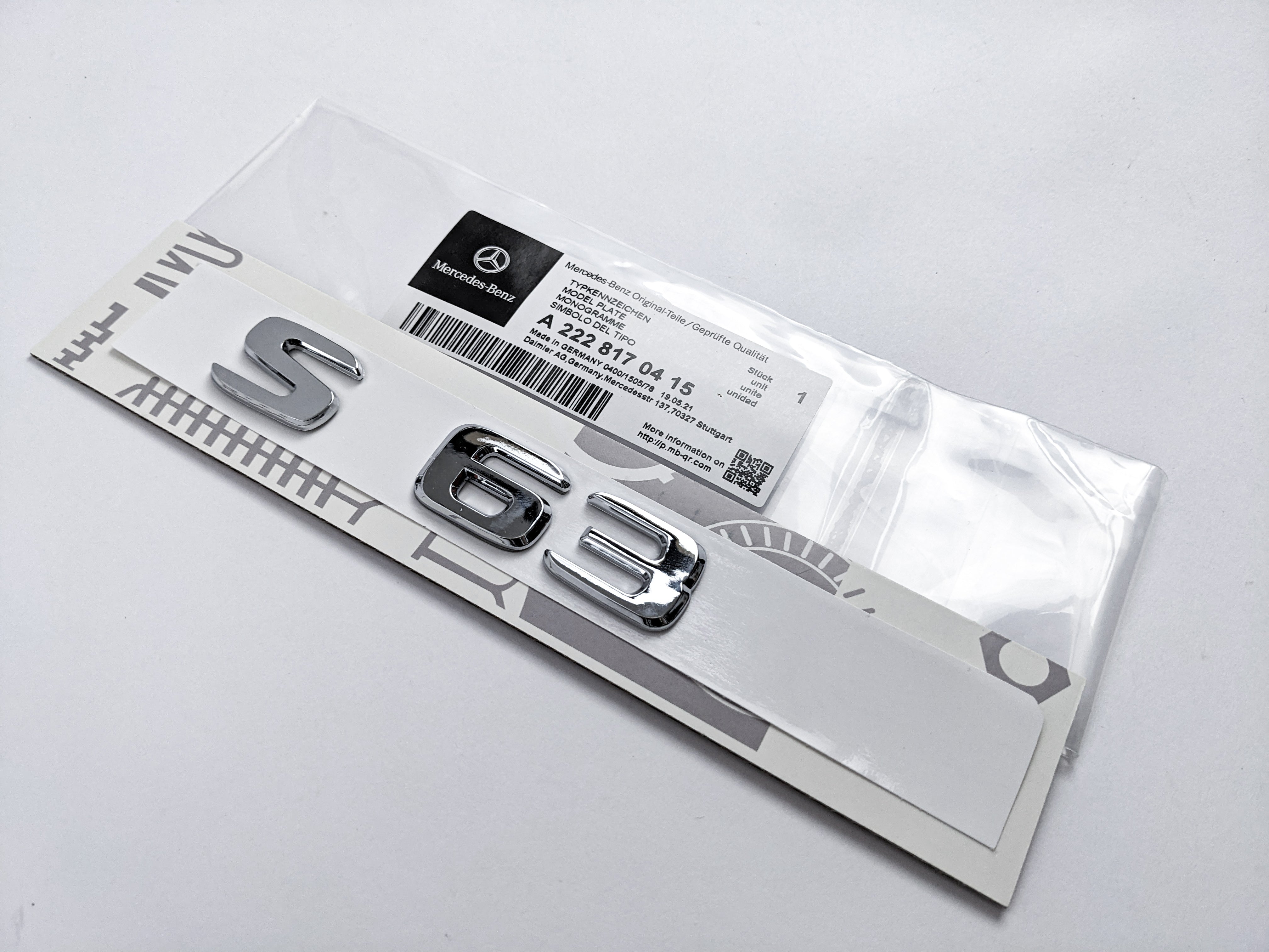 Mercedes Benz "S 63" Chrome Silver Rear Trunk Nameplate Emblem Badge Italiaspares