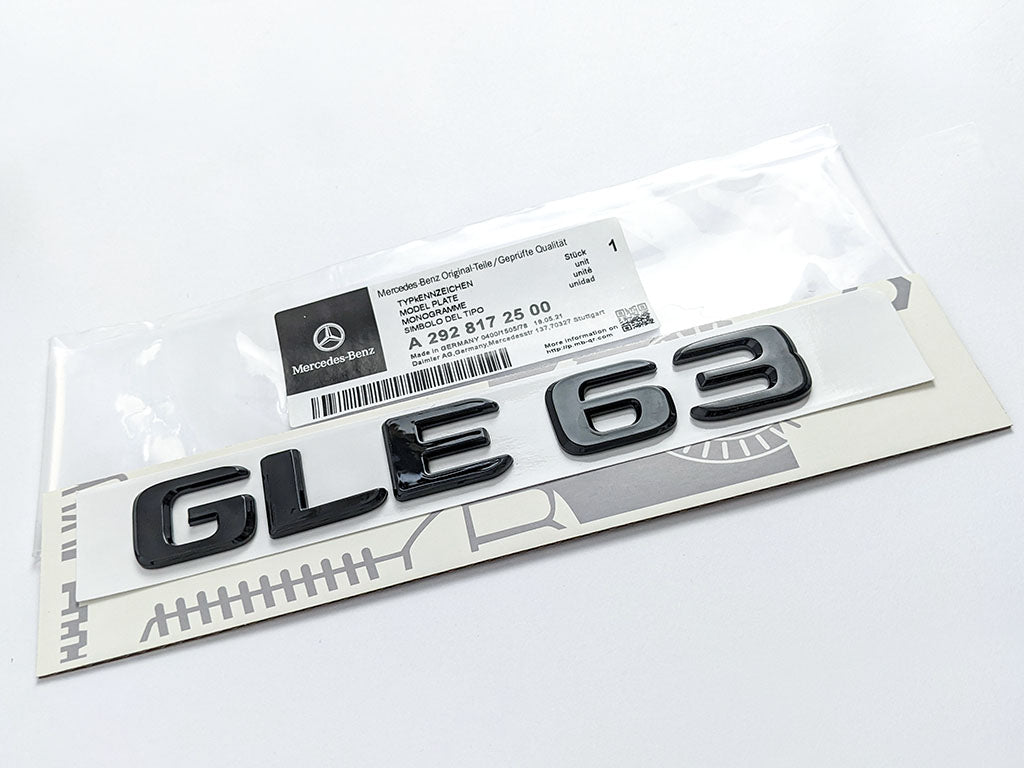 Mercedes Benz Gloss Black Letters "GLE63" Rear Trunk Emblems Badges Italiaspares