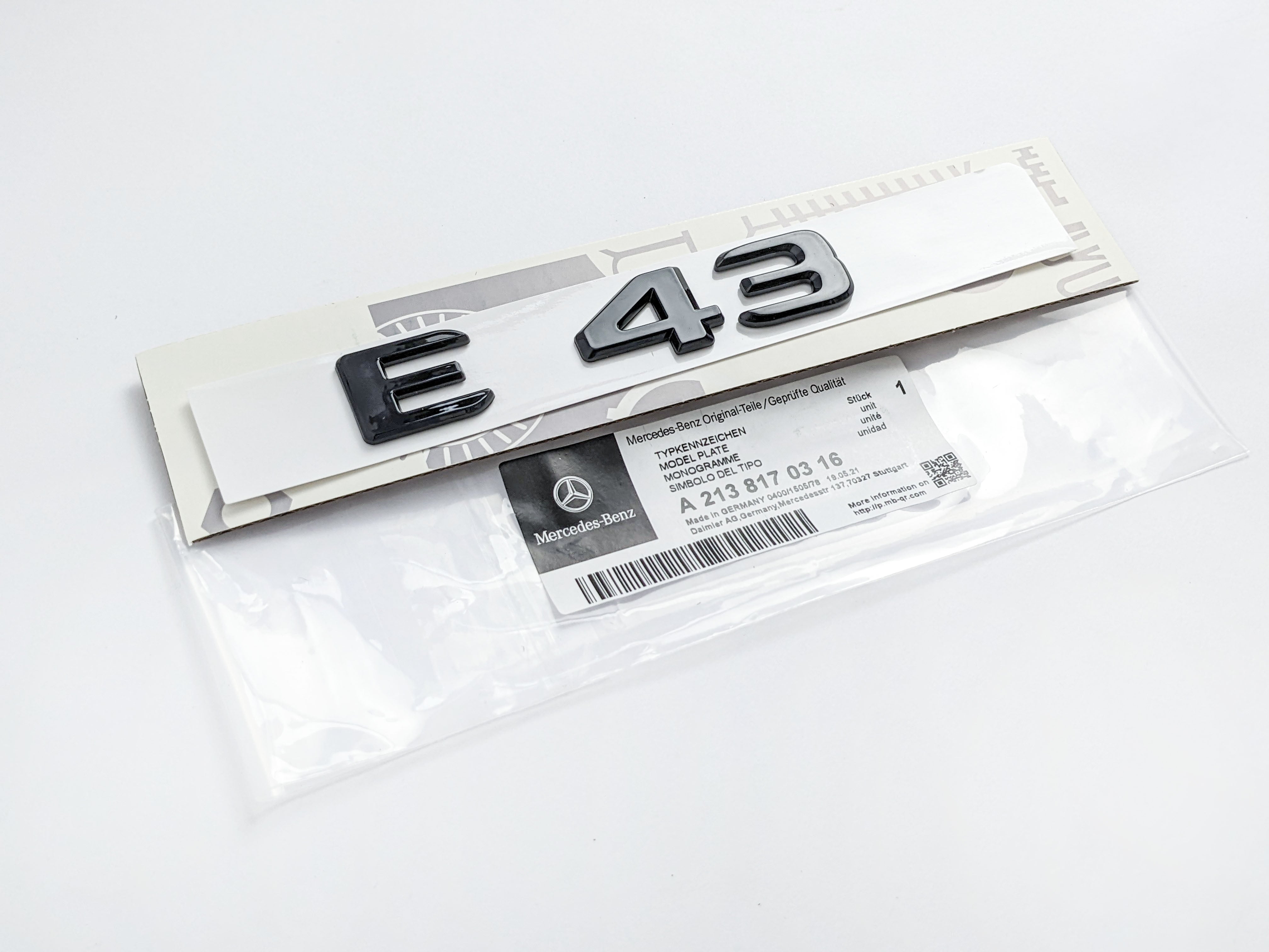 Mercedes-Benz Gloss Black "E 43" Rear Trunk Emblem Badge Logo Italiaspares