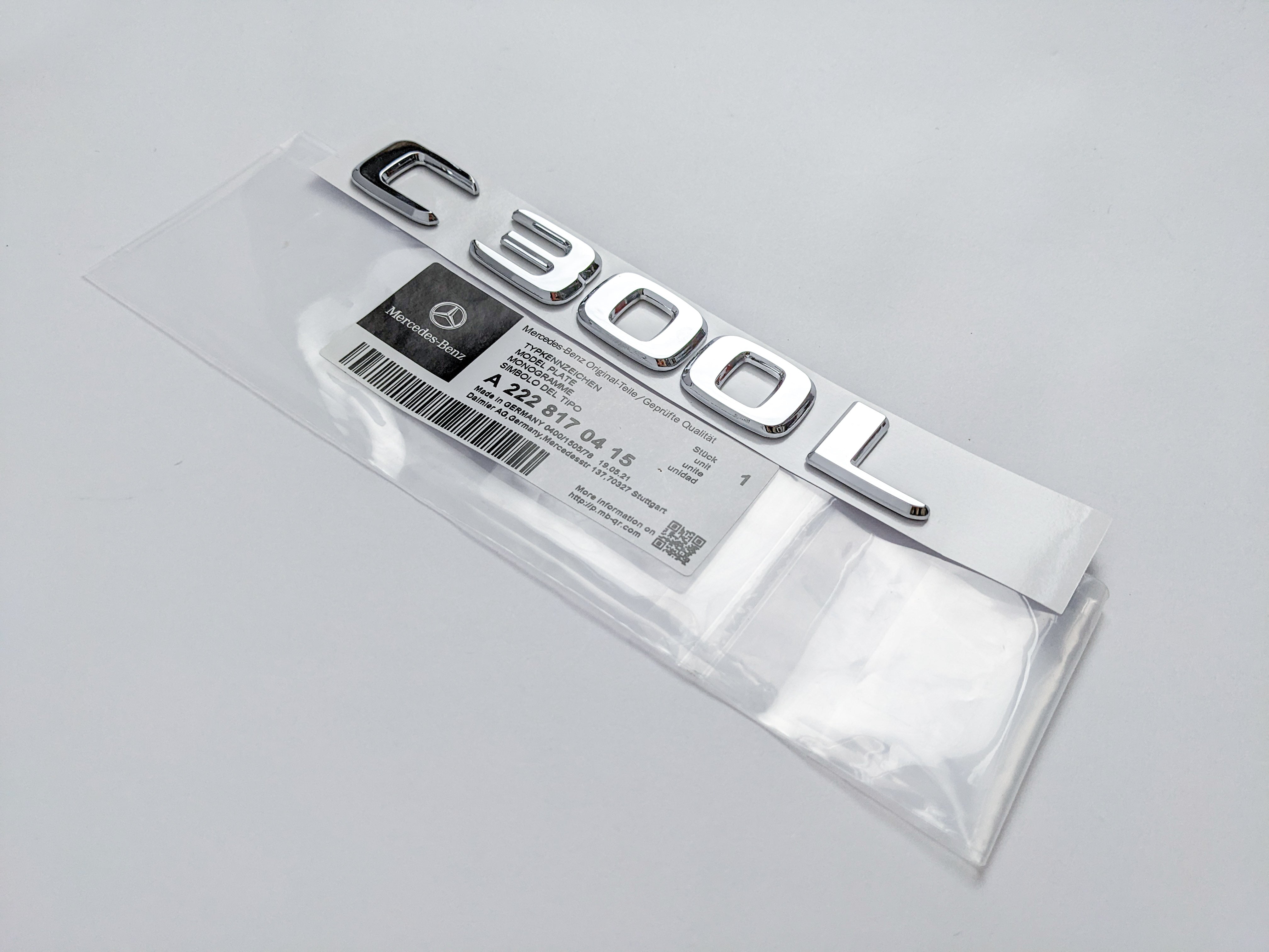 Mercedes Benz Chrome Sliver "C300L" Rear Trunk Letter Badge Logo Italiaspares