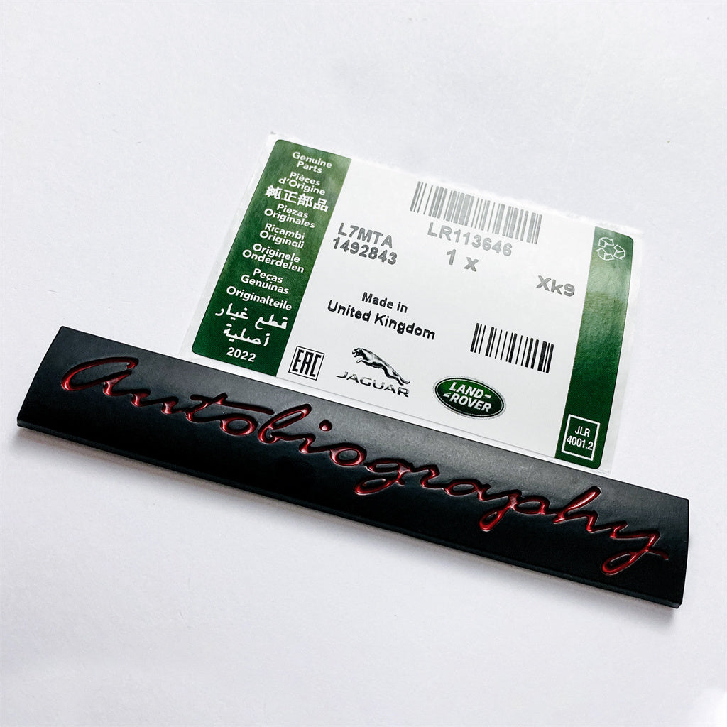 Land Rover Gloss Black Red "Autobiography" Car Sport Tailgate Logo Badge Emblem LR113646 Italiaspares