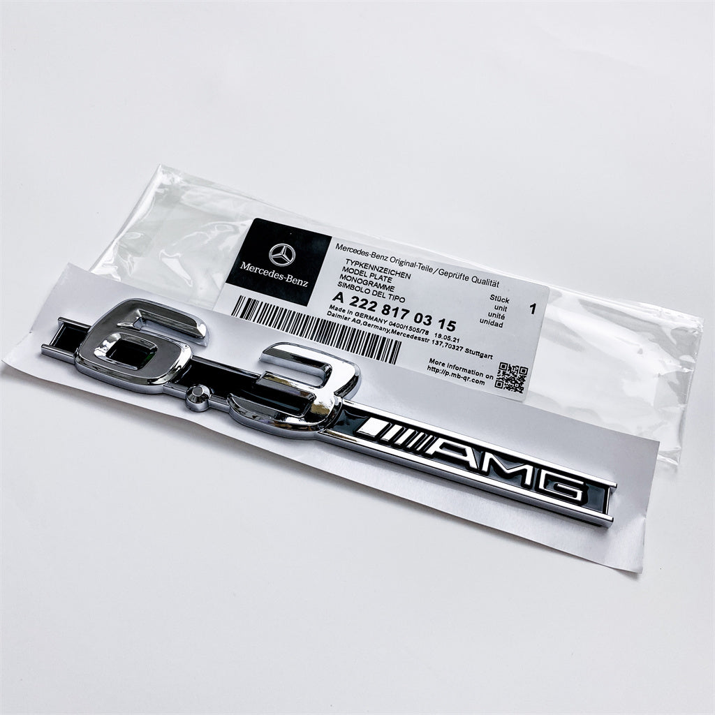 Mercedes Benz 6.3 AMG Side Wing Badge Emblem Sliver & Black C63 E63 S63 CLS63 A2228170315 Italiaspares