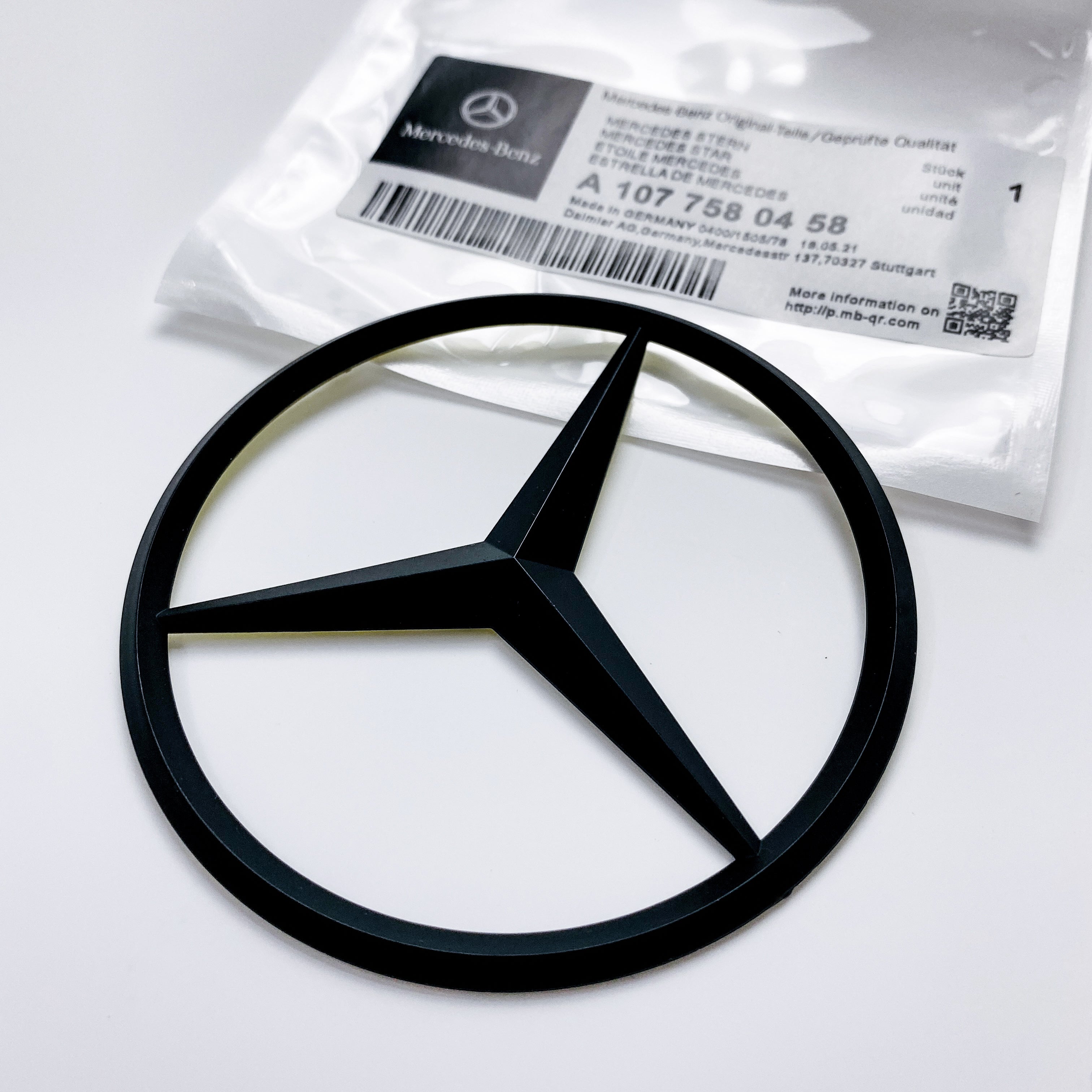 Mercedes Benz matte black Star Trunk Emblem Badge 90mm A1077580458 Italiaspares