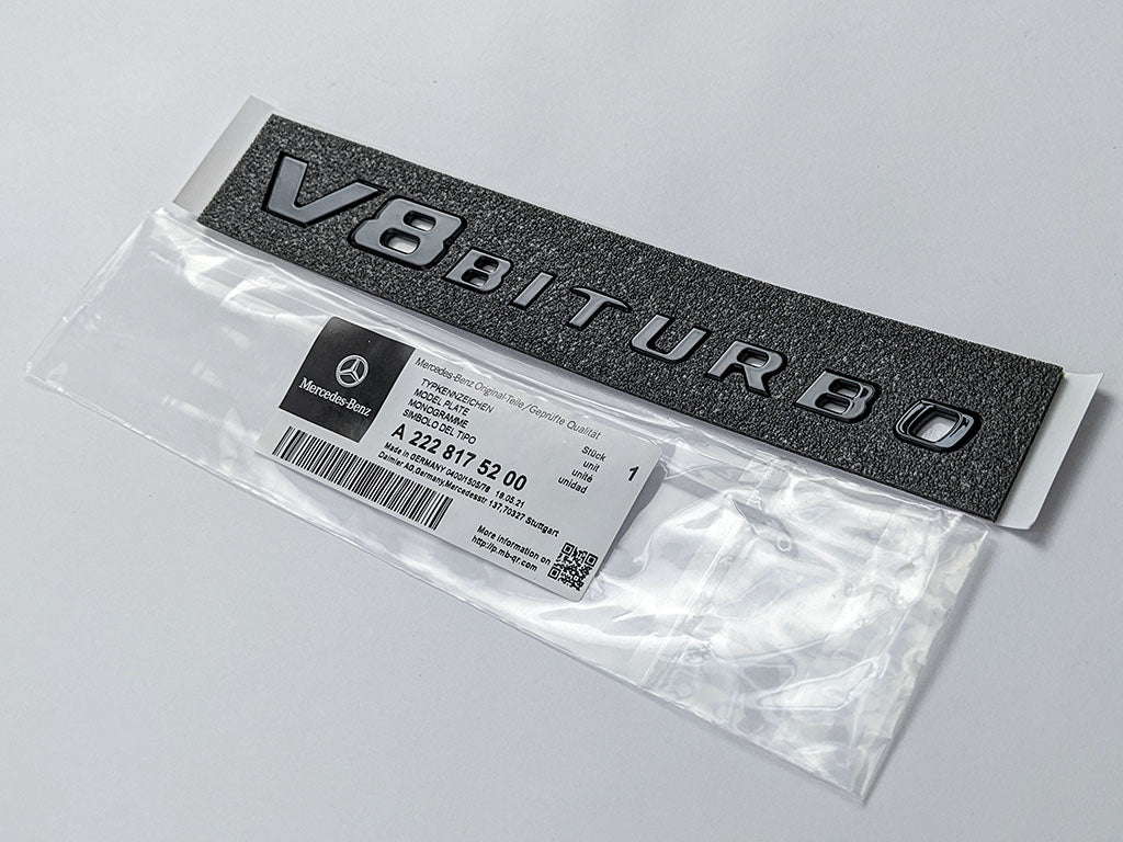 Mercedes Benz V8 BITURBO Gloss Black Number Letters Emblem Badge Sticker Italiaspares