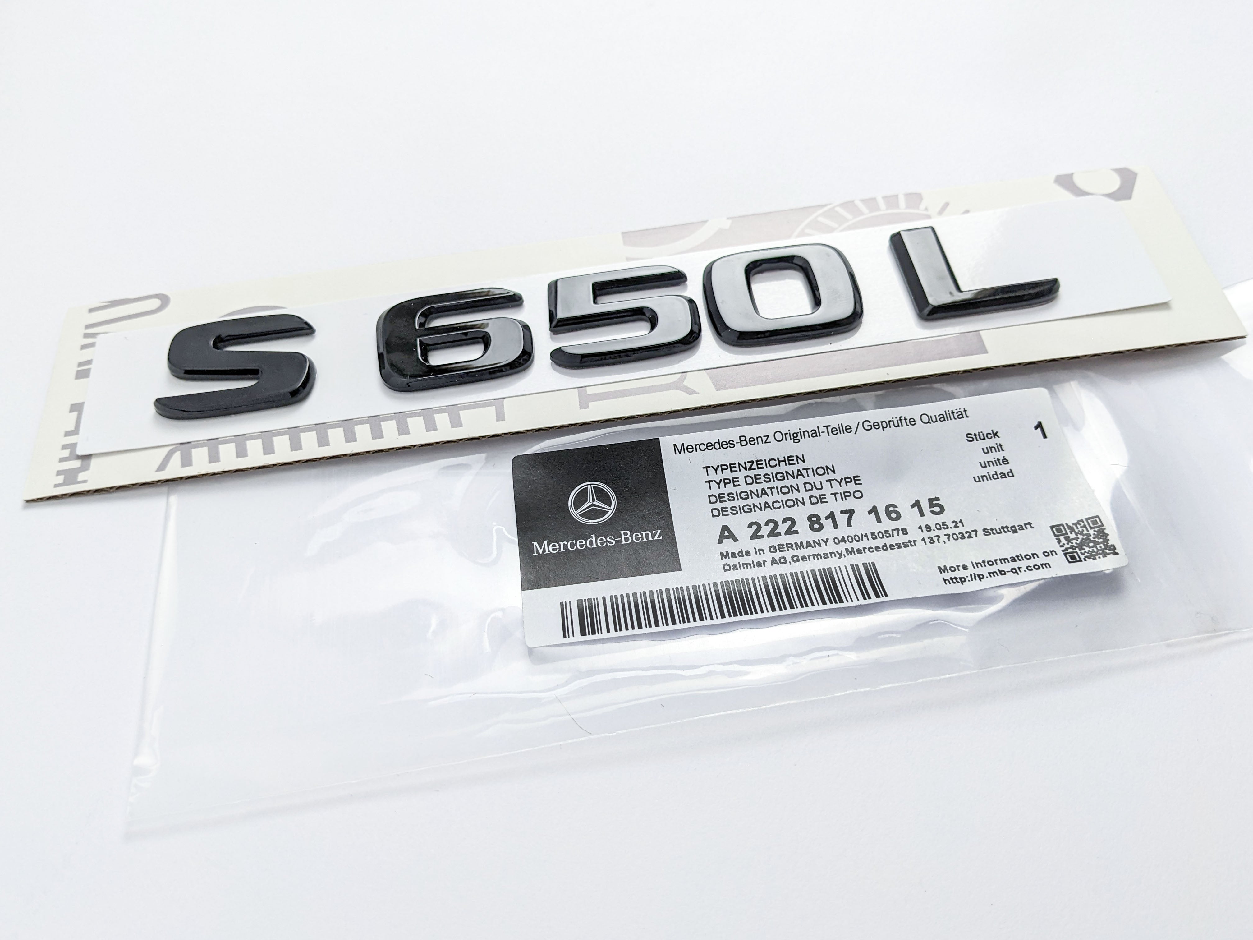 Mercedes Benz "S650L" Gloss Black Number Letter Emblem Badge Italiaspares