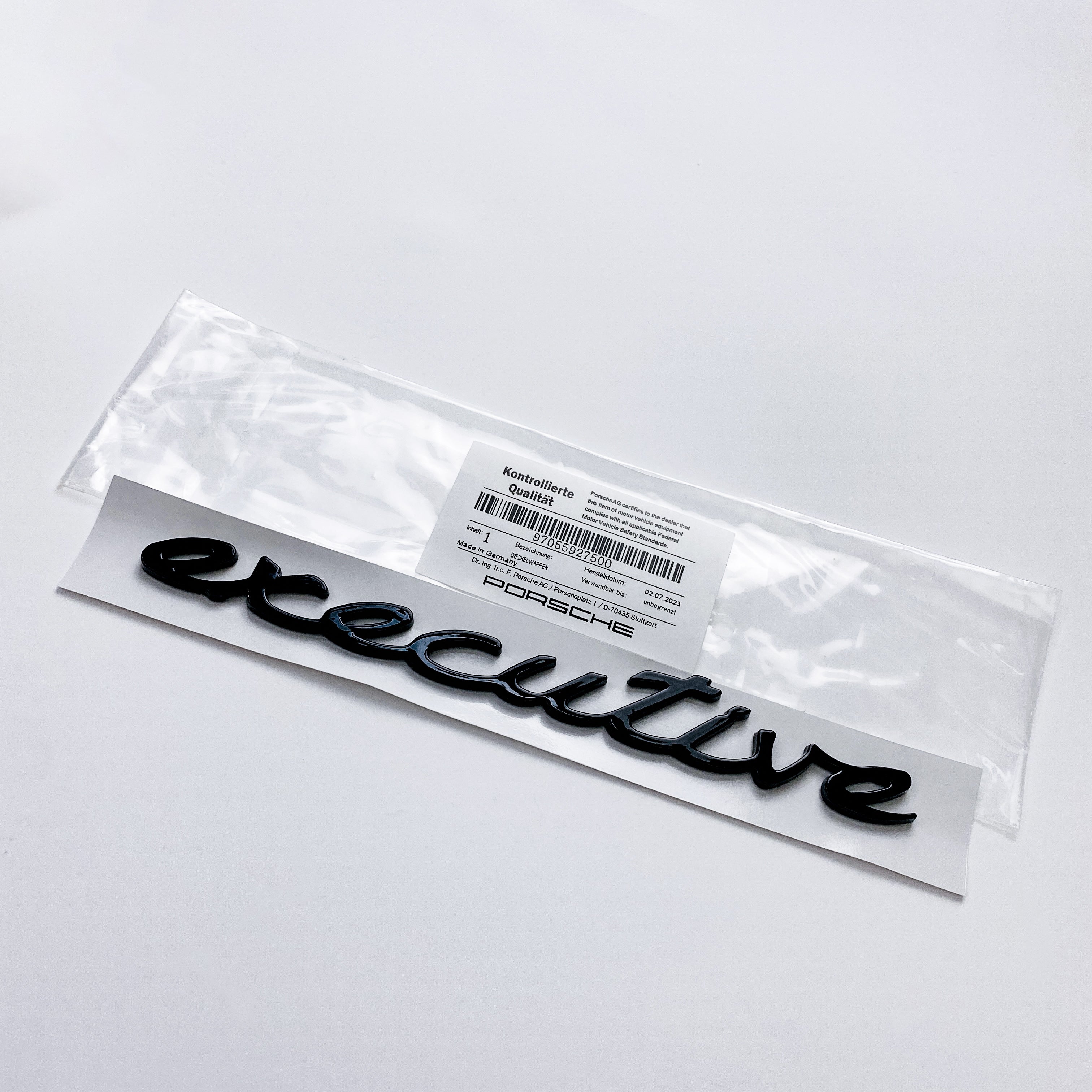 Porsche "Executive" Side Fender badge emblem Decal Badge Gloss Black 97055927500 Italiaspares