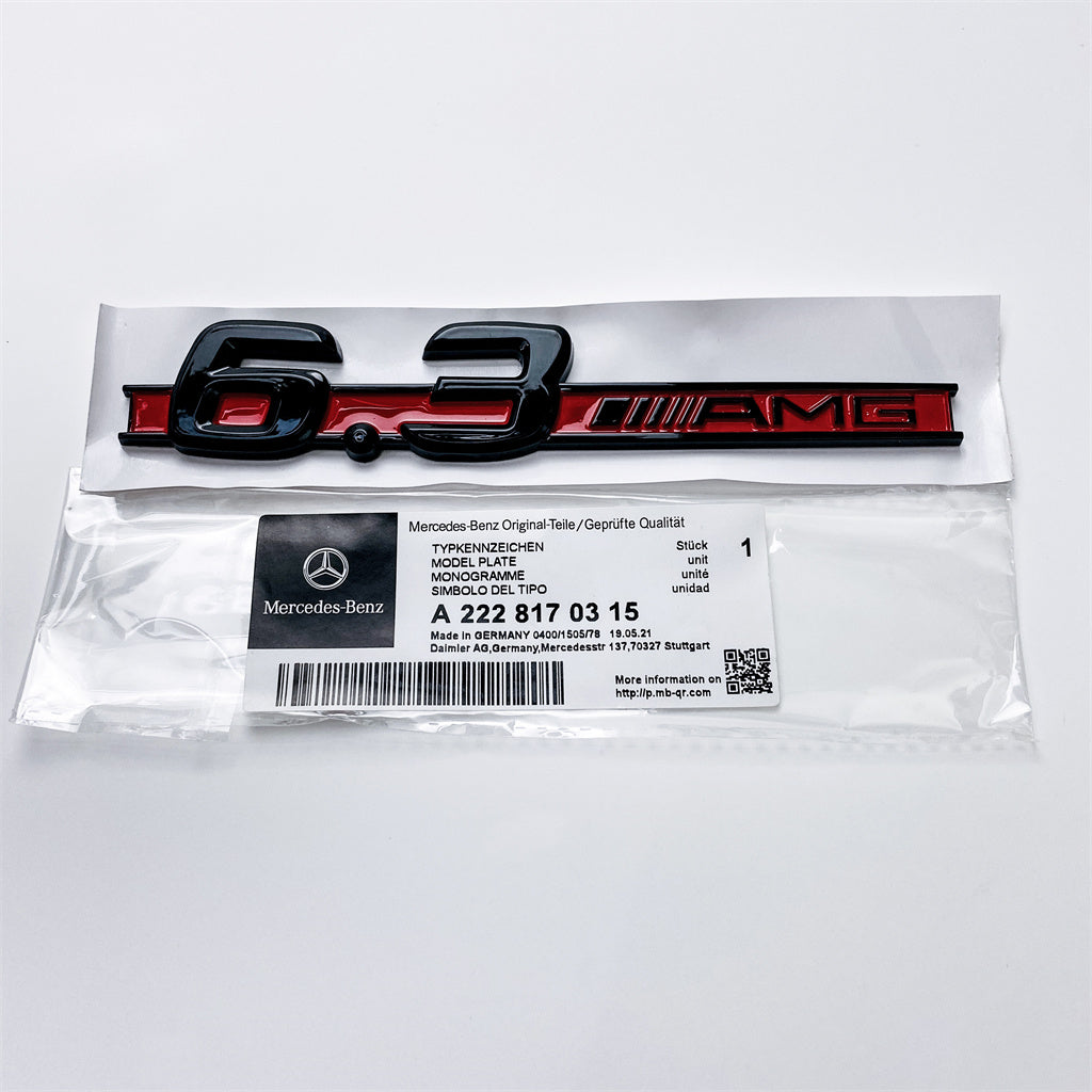 Mercedes Benz 6.3 AMG Side Wing Badge Emblem Black & Red C63 E63 S63 CLS63 A2228170315 Italiaspares