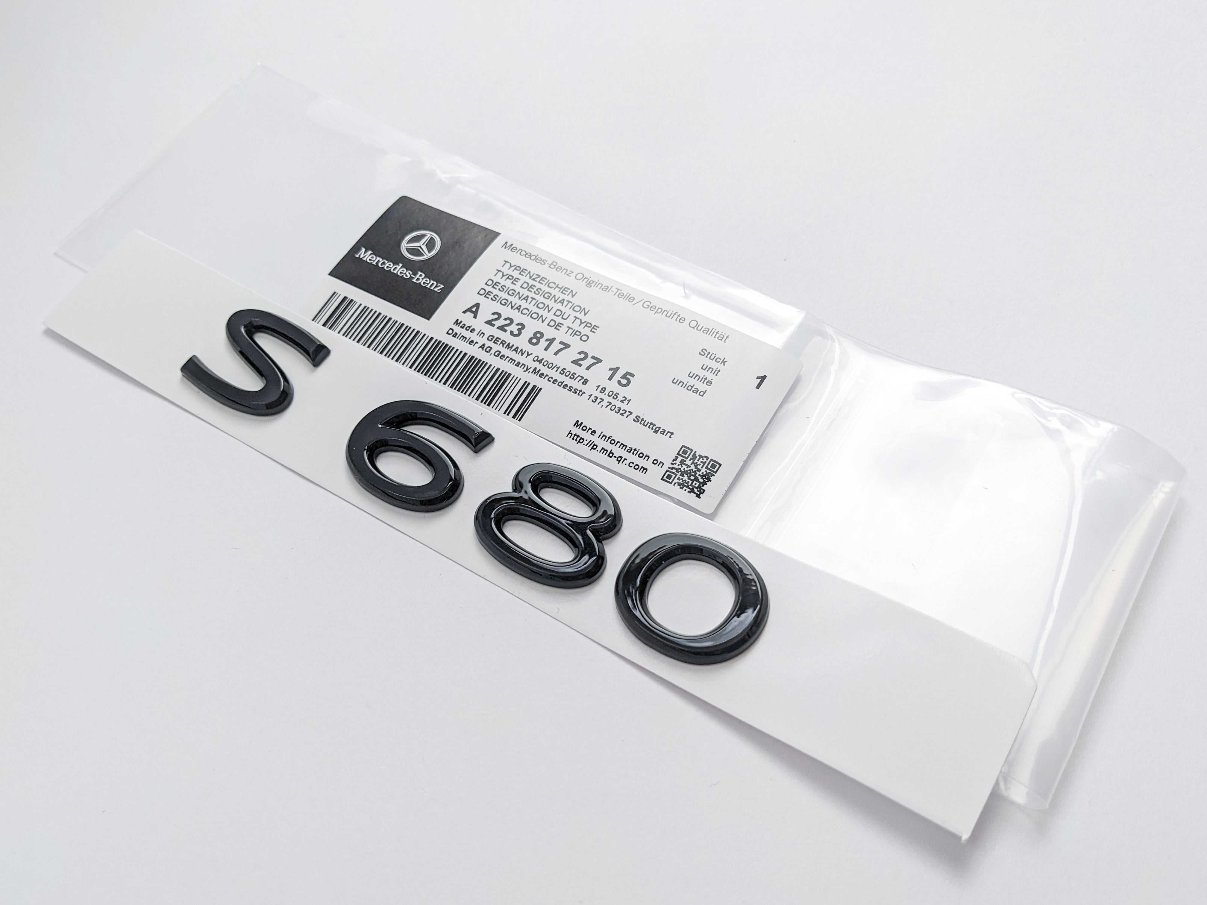 Mercedes-Benz Gloss Black "S680" Rear Trunk Emblem Badge Logo Italiaspares