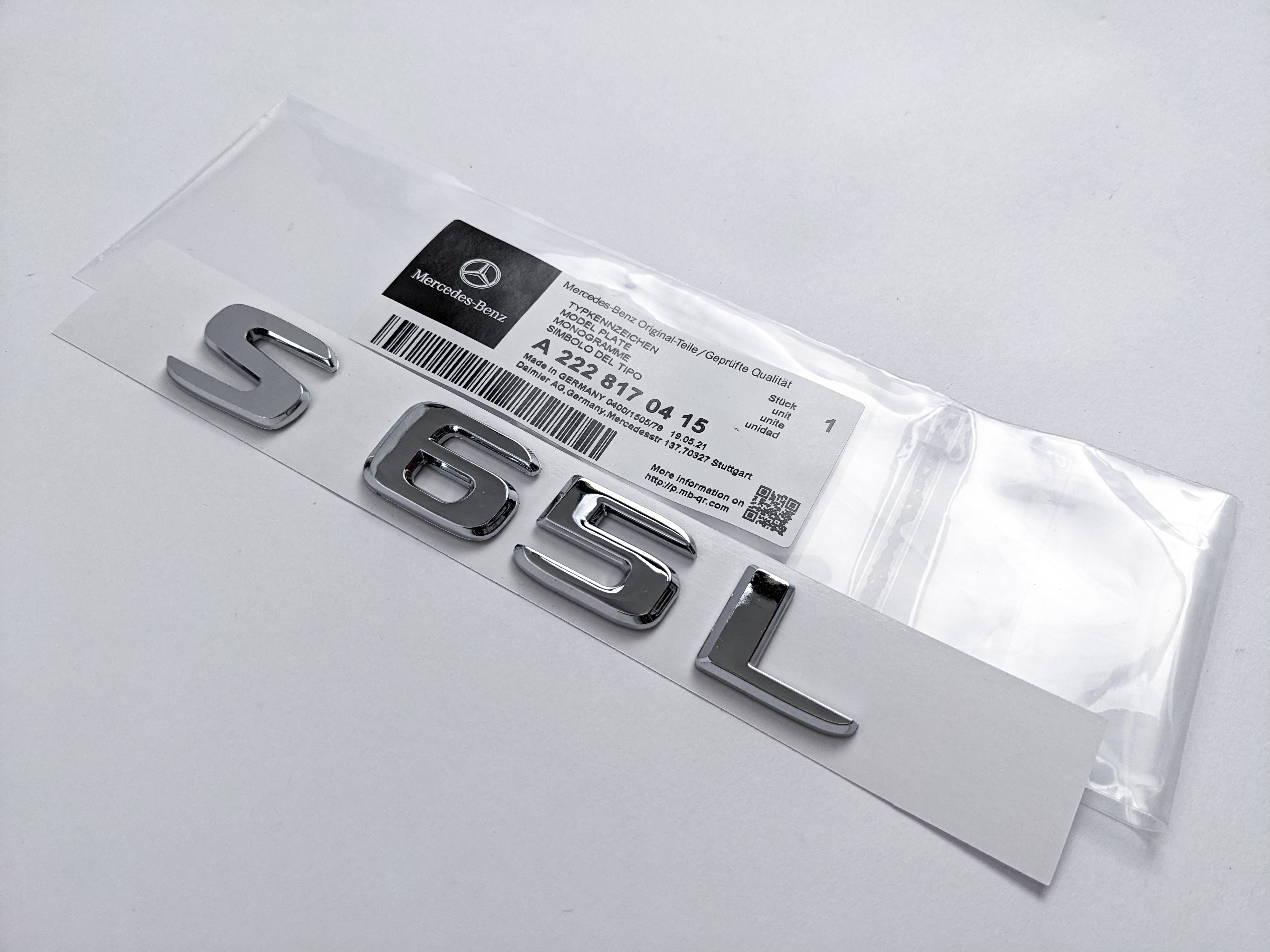 Mercedes-Benz Chrome Silver "S65L" Rear Trunk Emblem Badge Logo Italiaspares