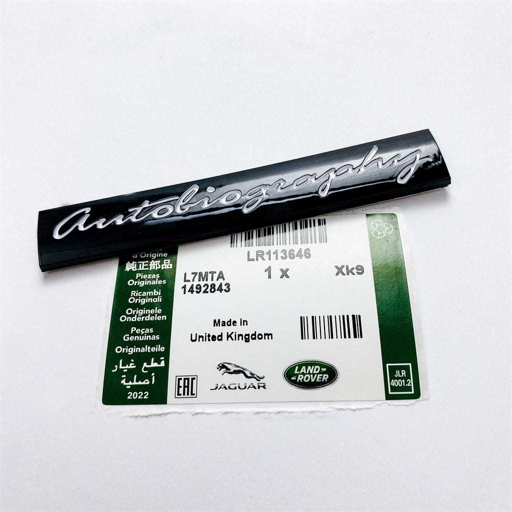 Land Rover Gloss Black "Autobiography" Car Sport Tailgate Logo Badge Emblem LR113646 Italiaspares