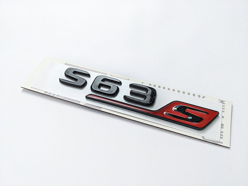 Mercedes-Benz Gloss Black Red "S63s" Rear Trunk Emblem Badge Logo Italiaspares