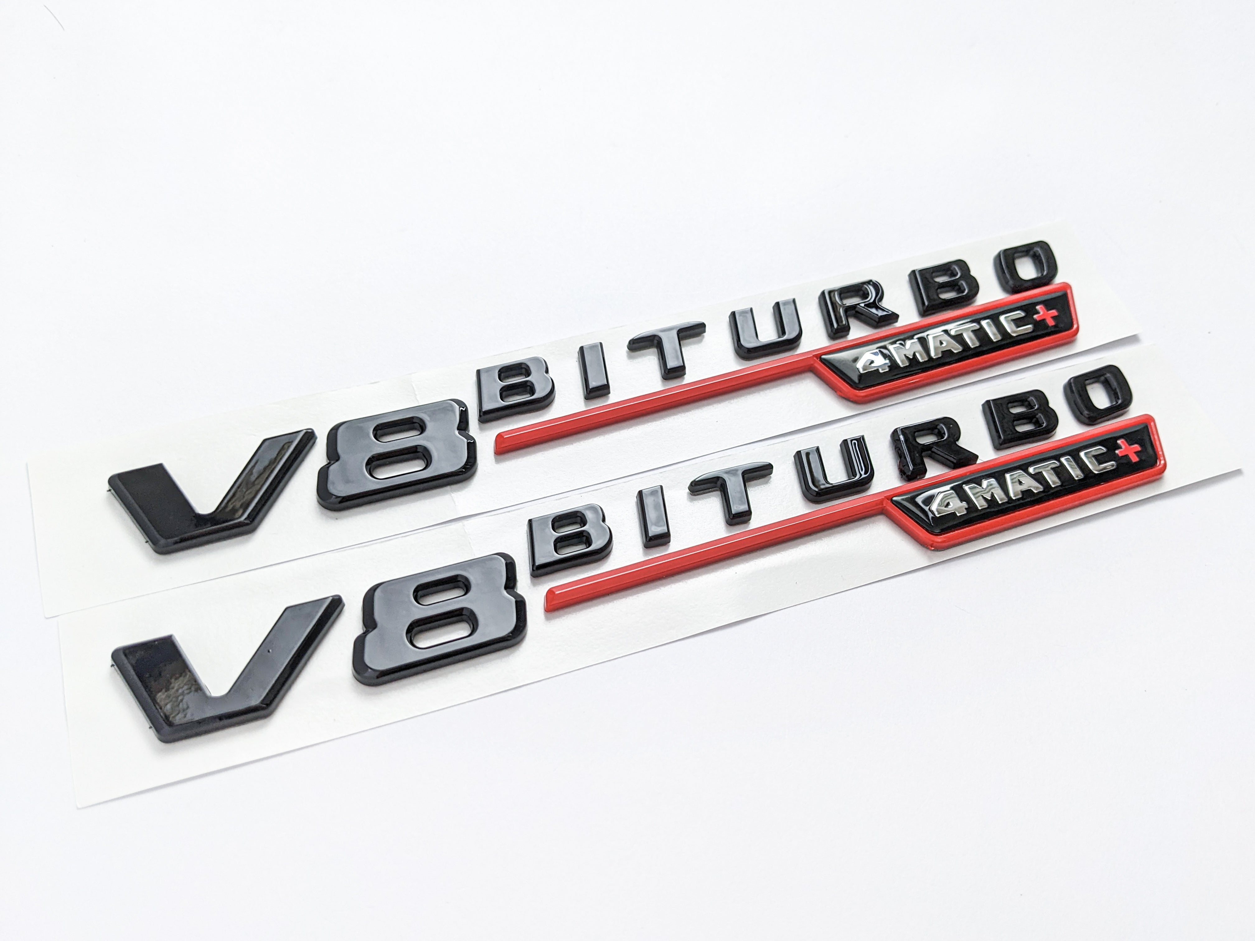 Mercedes Benz Gloss Black V8 BITURBO 4MATIC+ Fender Emblems Badges Italiaspares