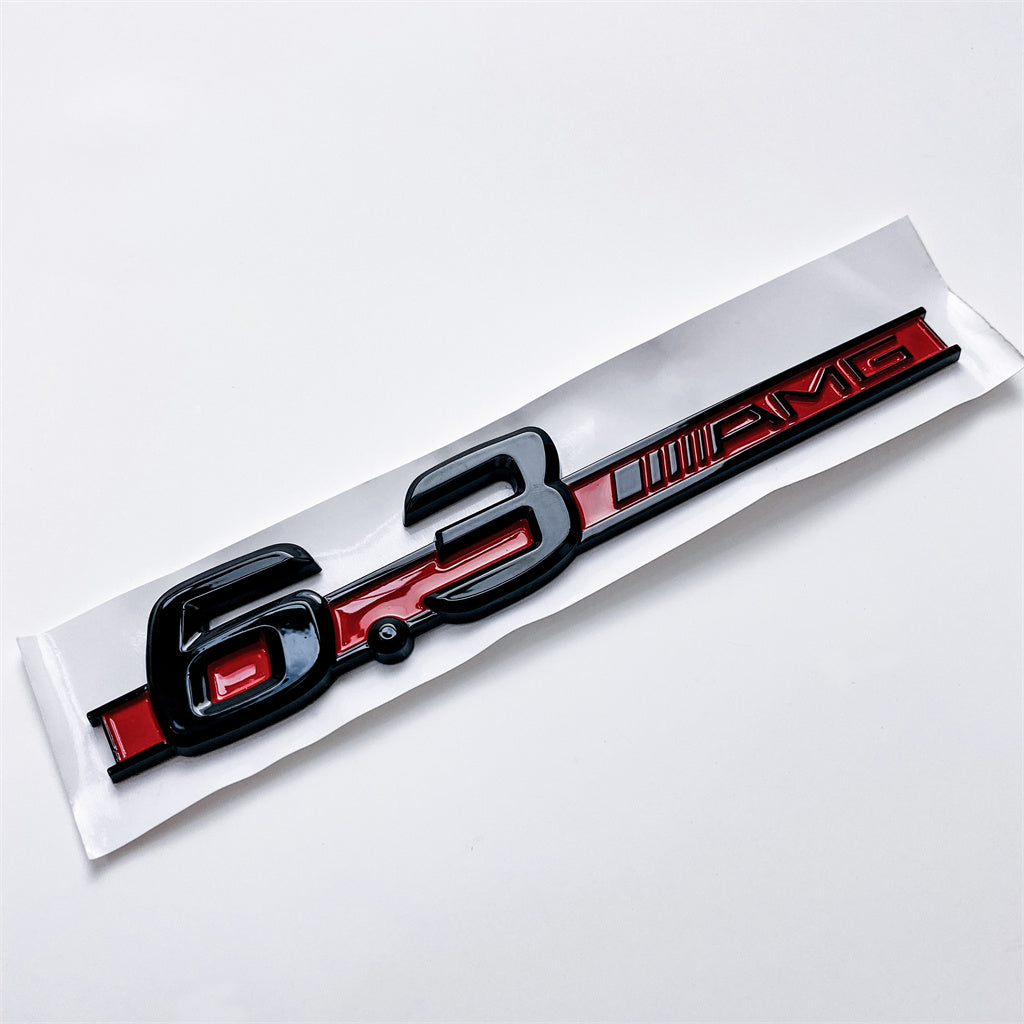 Mercedes Benz 6.3 AMG Side Wing Badge Emblem Black & Red C63 E63 S63 CLS63 A2228170315 Italiaspares