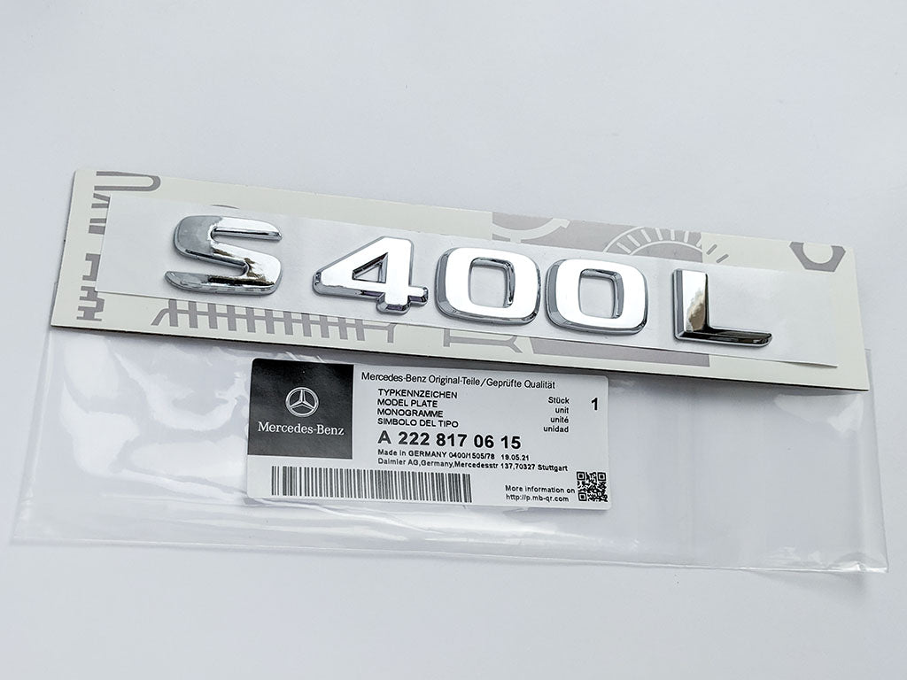 Mercedes-Benz Chrome Silver "S400L" Rear Trunk Emblem Badge Logo Italiaspares