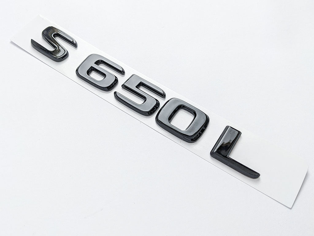 Mercedes Benz "S650L" Gloss Black Number Letter Emblem Badge Italiaspares