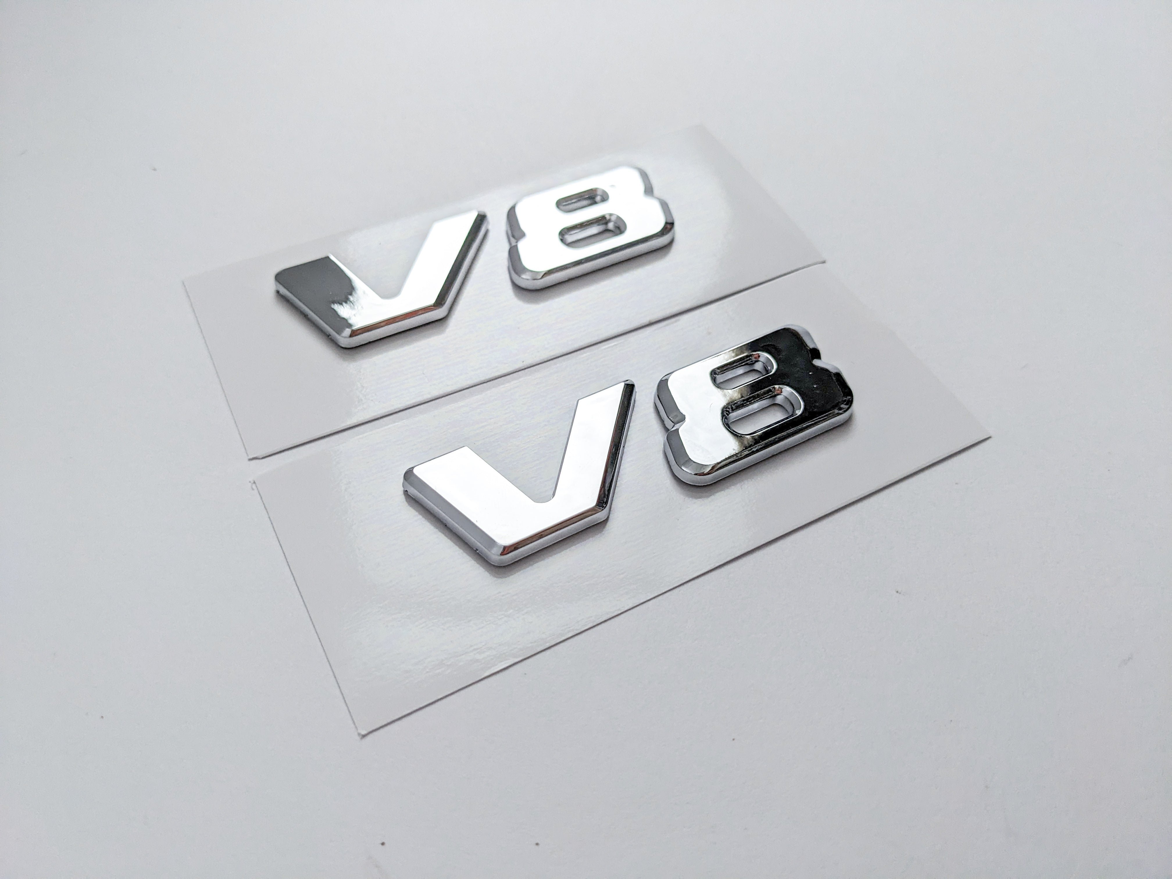 Mercedes-Benz Chrome Silver " V8 " Side Letters Trunk Emblem Badge Sticker A4638171415 Italiaspares