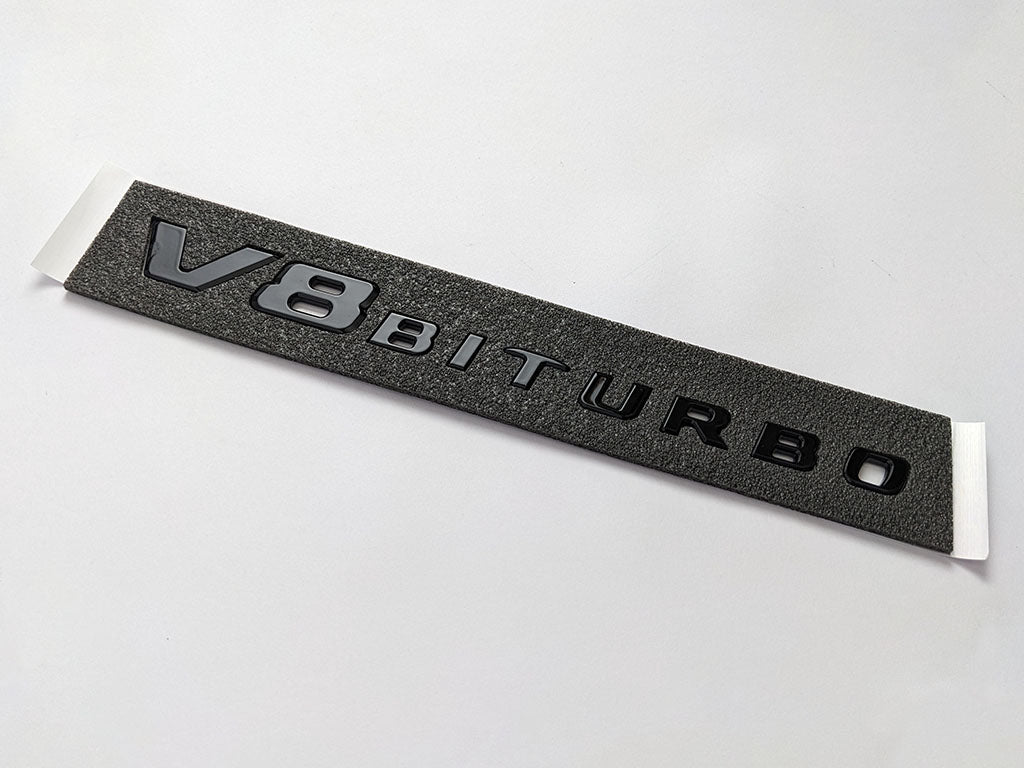 Mercedes Benz V8 BITURBO Gloss Black Number Letters Emblem Badge Sticker Italiaspares