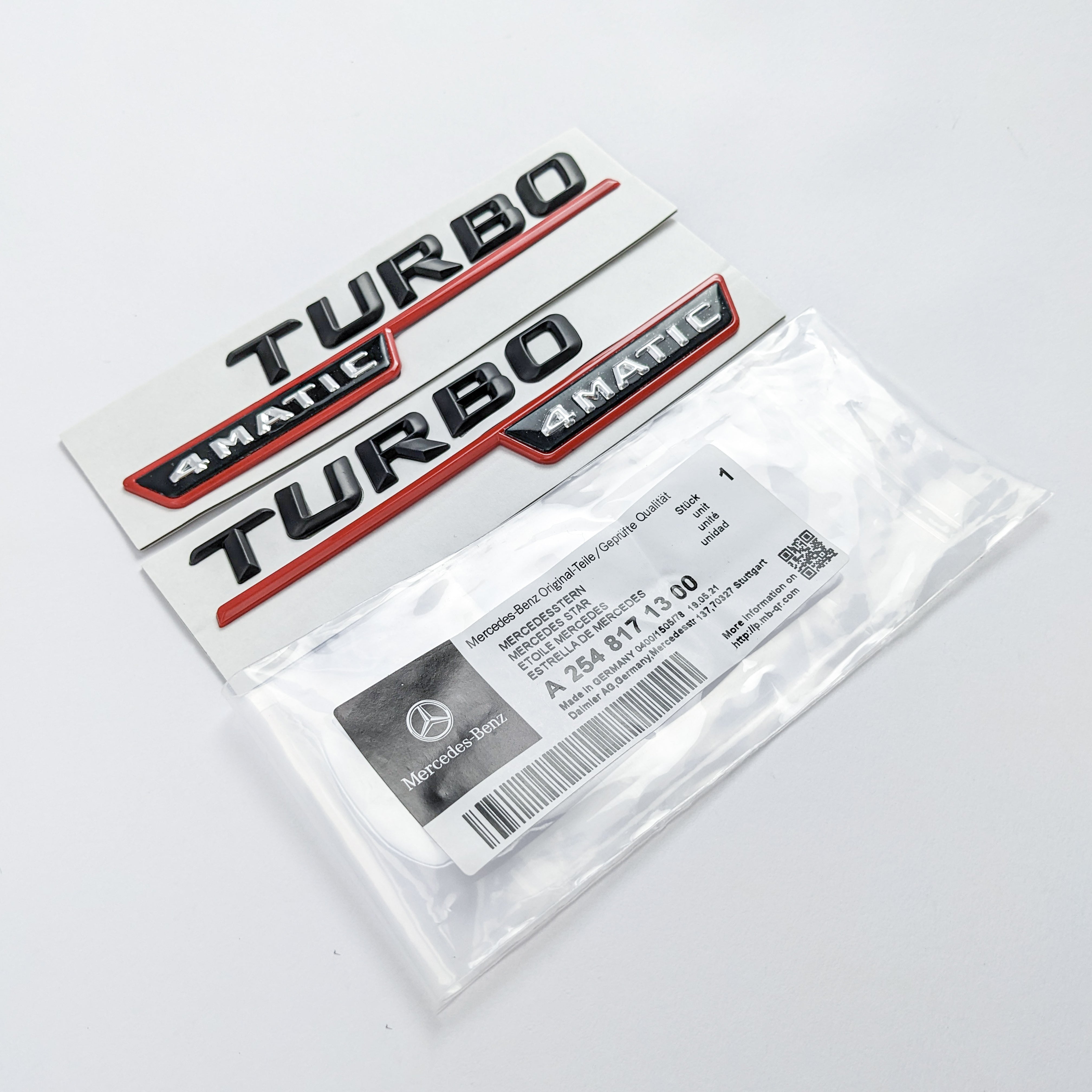Mercedes Benz Gloss Black Red TURBO 4MATIC Letters Emblem Badges Italiaspares