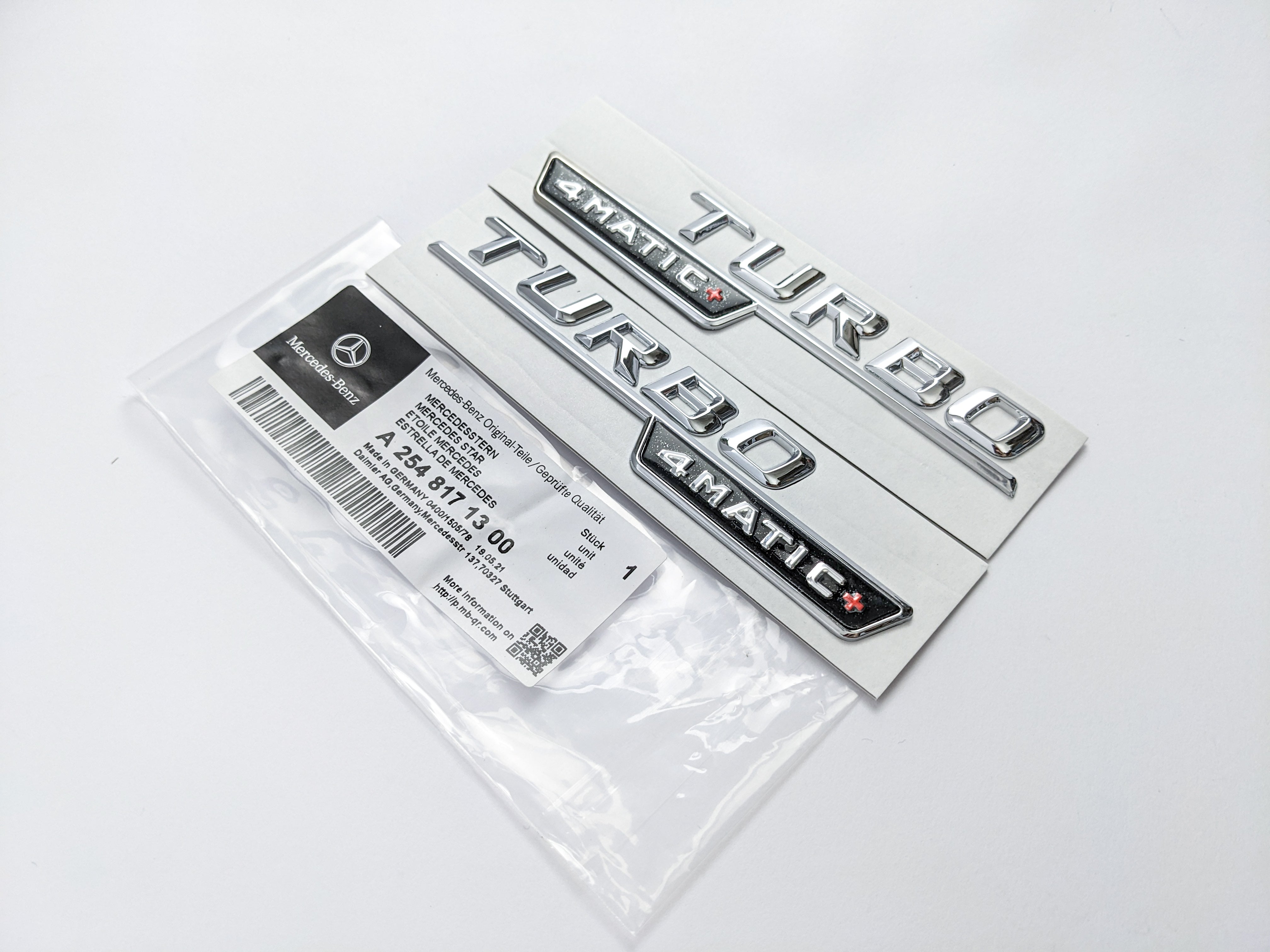 Mercedes Benz Chrome Silver TURBO 4MATIC+PLUS Letters Emblem Badges Italiaspares