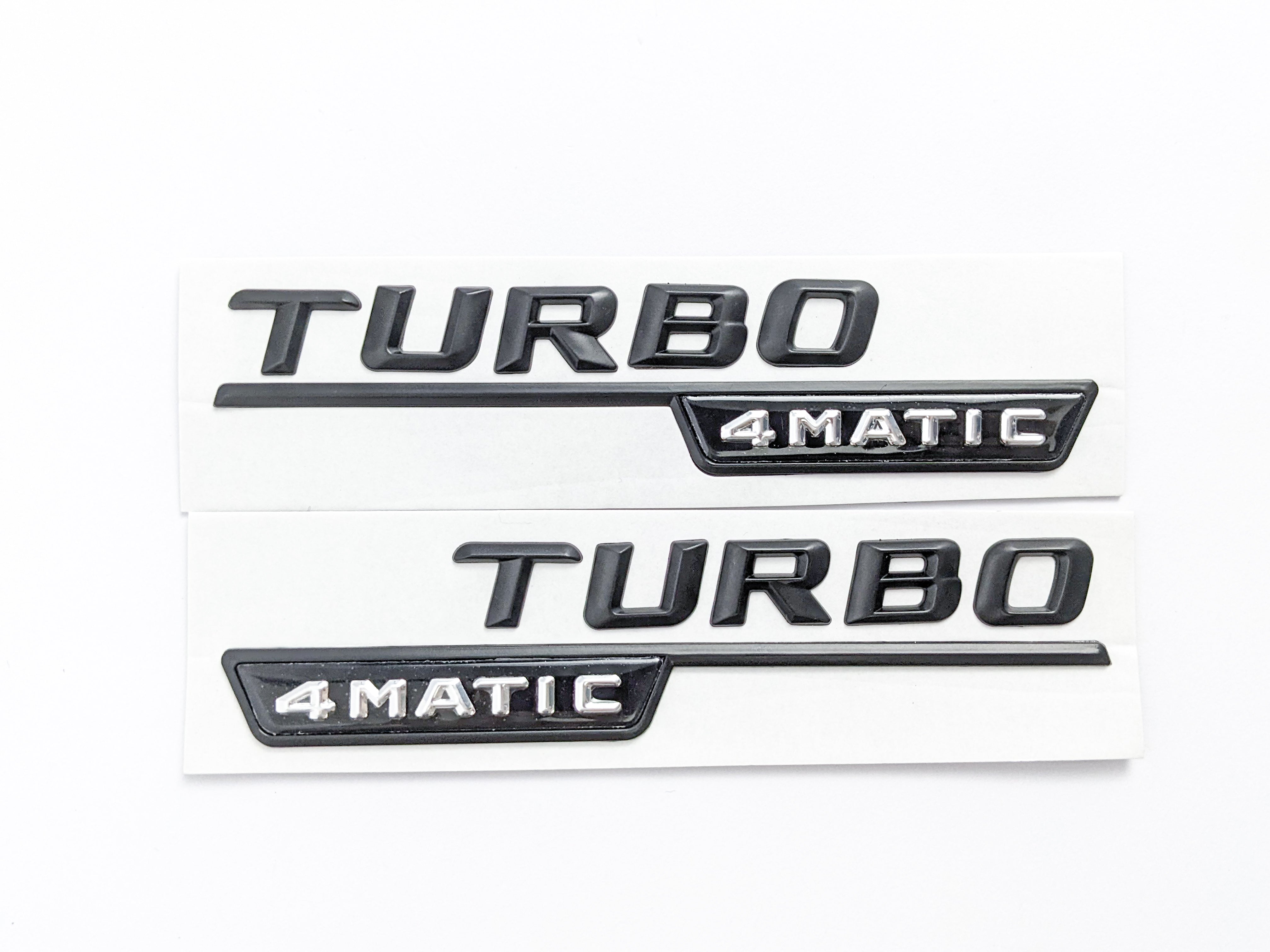 Mercedes Benz Gloss Black TURBO 4MATIC Letters Emblem Badge Badges Italiaspares