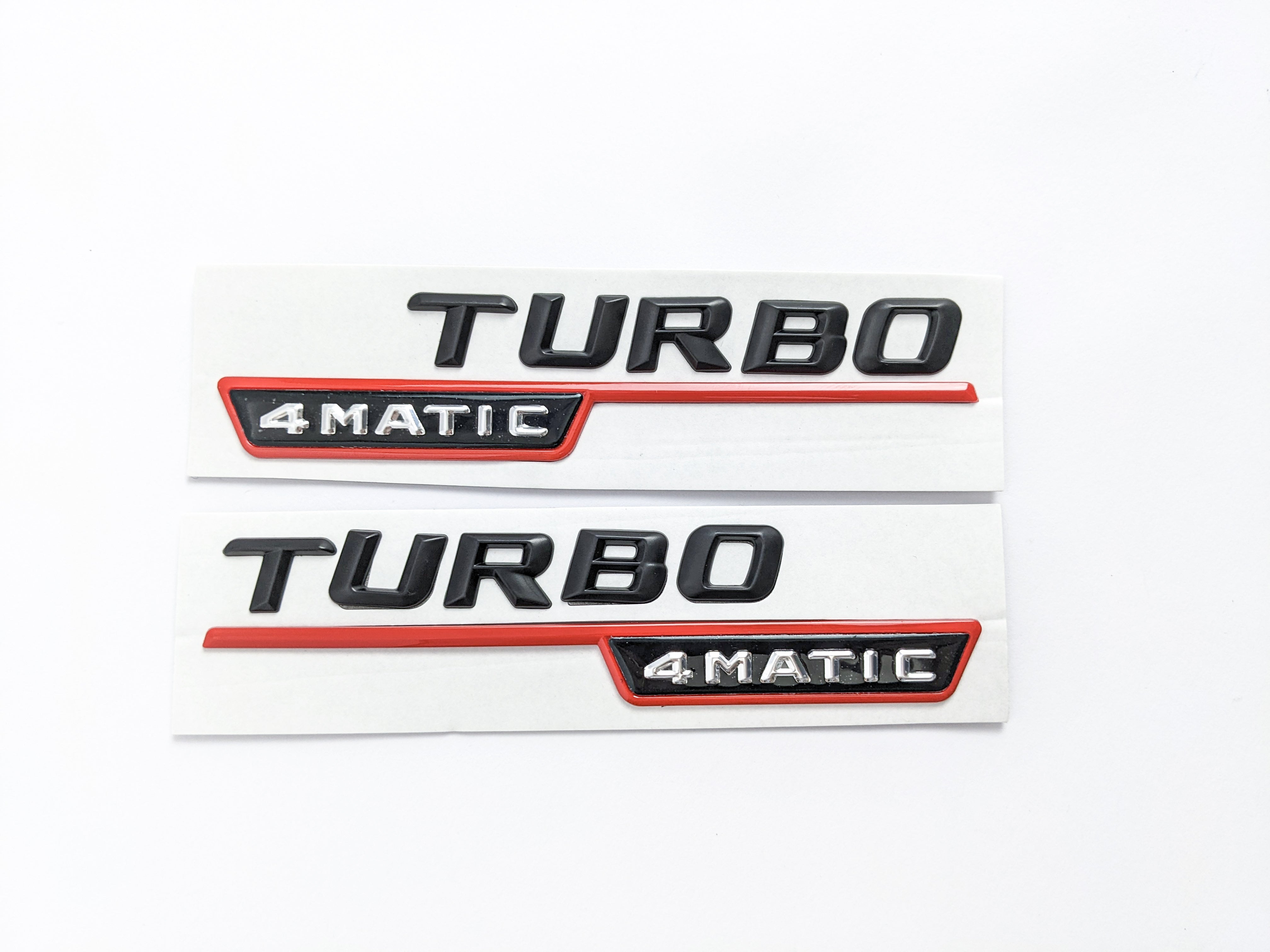 Mercedes Benz Gloss Black Red TURBO 4MATIC Letters Emblem Badges Italiaspares