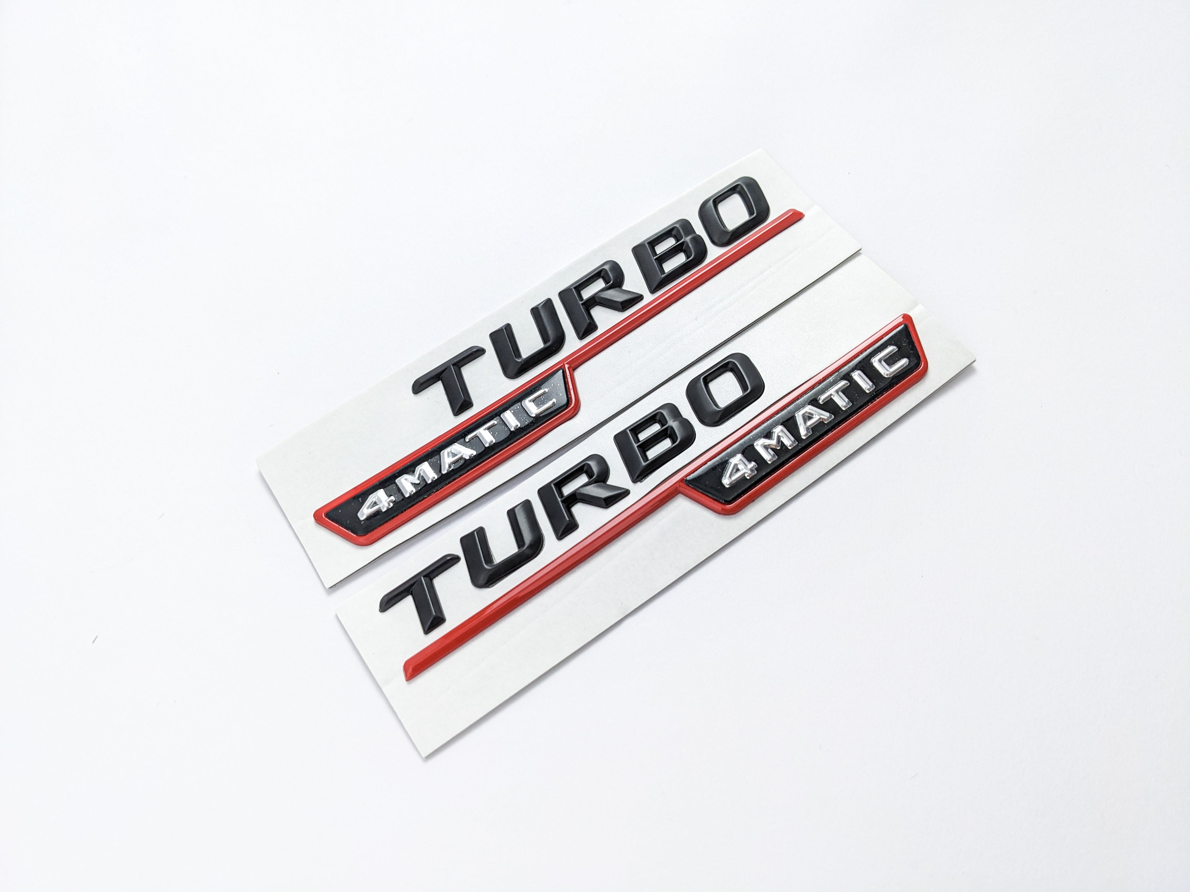 Mercedes Benz Gloss Black Red TURBO 4MATIC Letters Emblem Badges Italiaspares