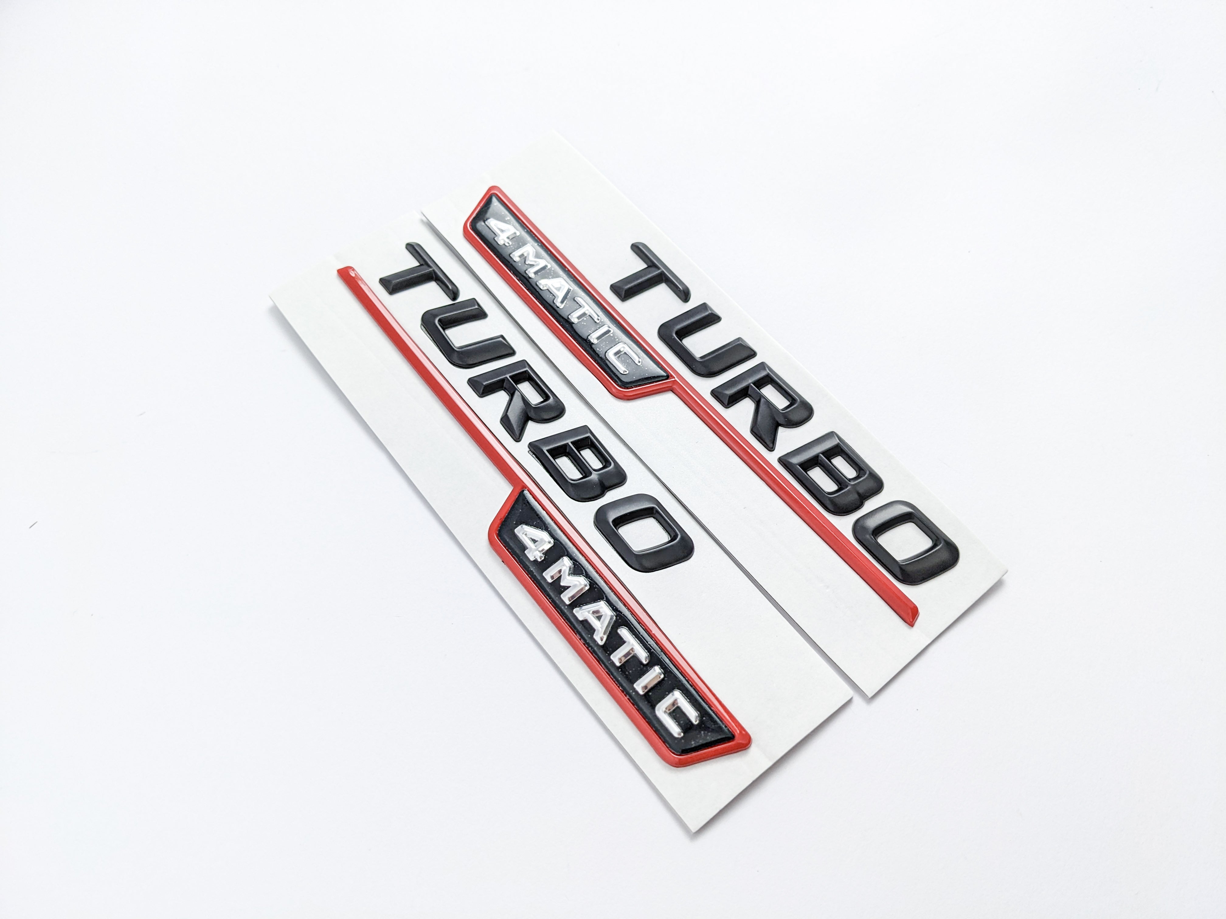 Mercedes Benz Gloss Black Red TURBO 4MATIC Letters Emblem Badges Italiaspares