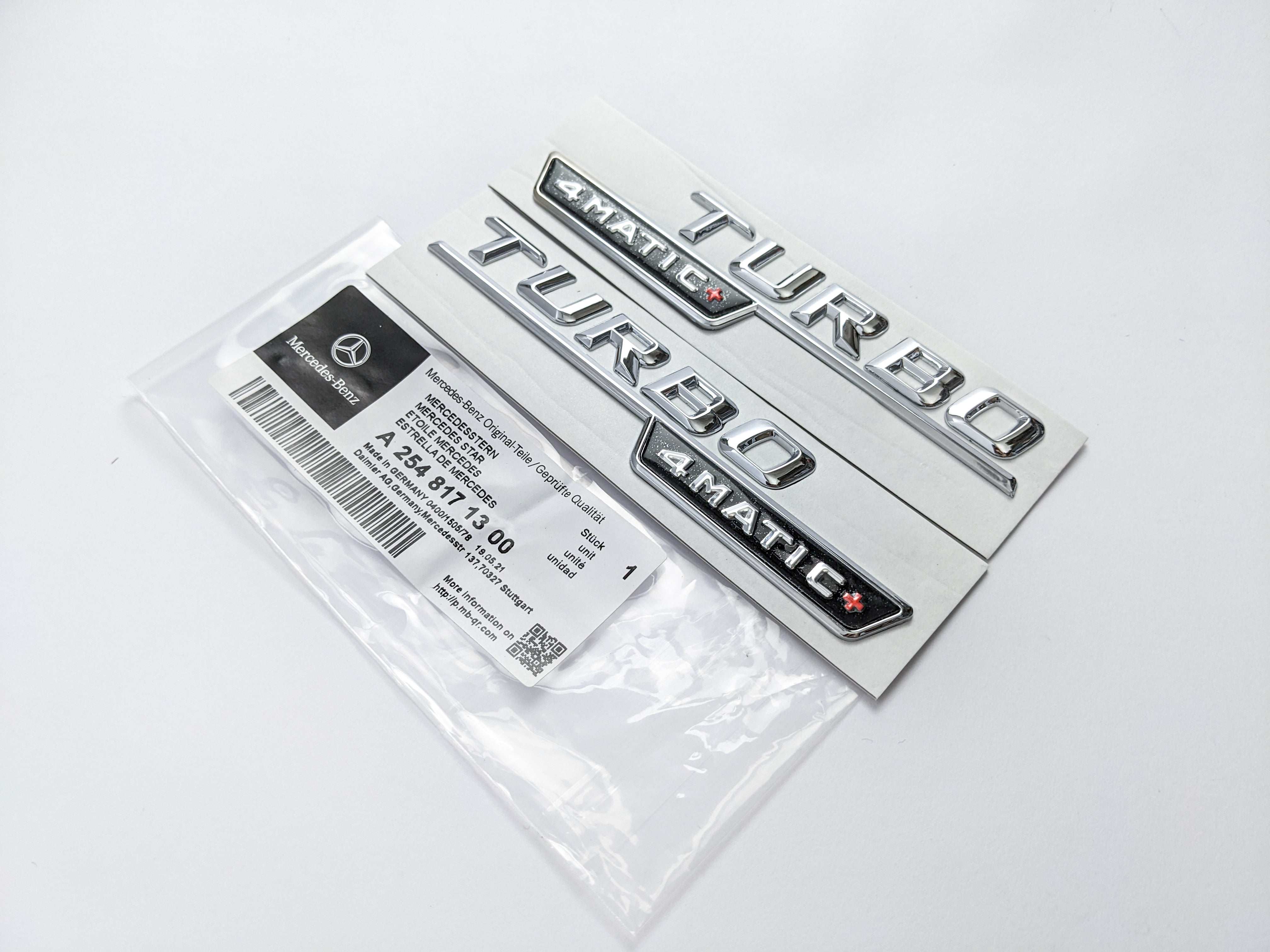 Mercedes Benz Chrome Silver TURBO 4MATIC+PLUS Letters Emblem Badges Italiaspares