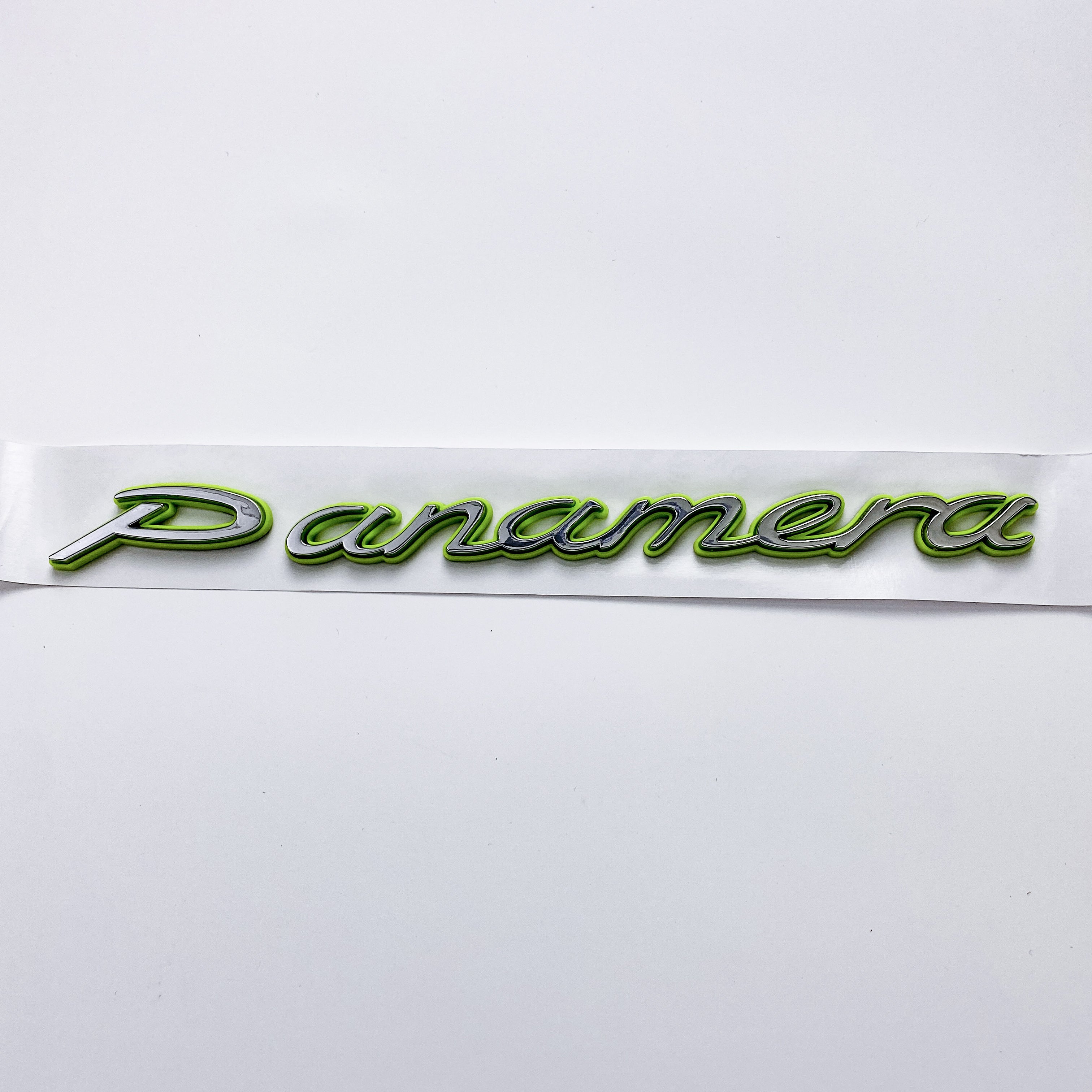 Porsche "Panamera" Letter Badge Emblem Car Sticker Green Base Sliver 971853675D Italiaspares