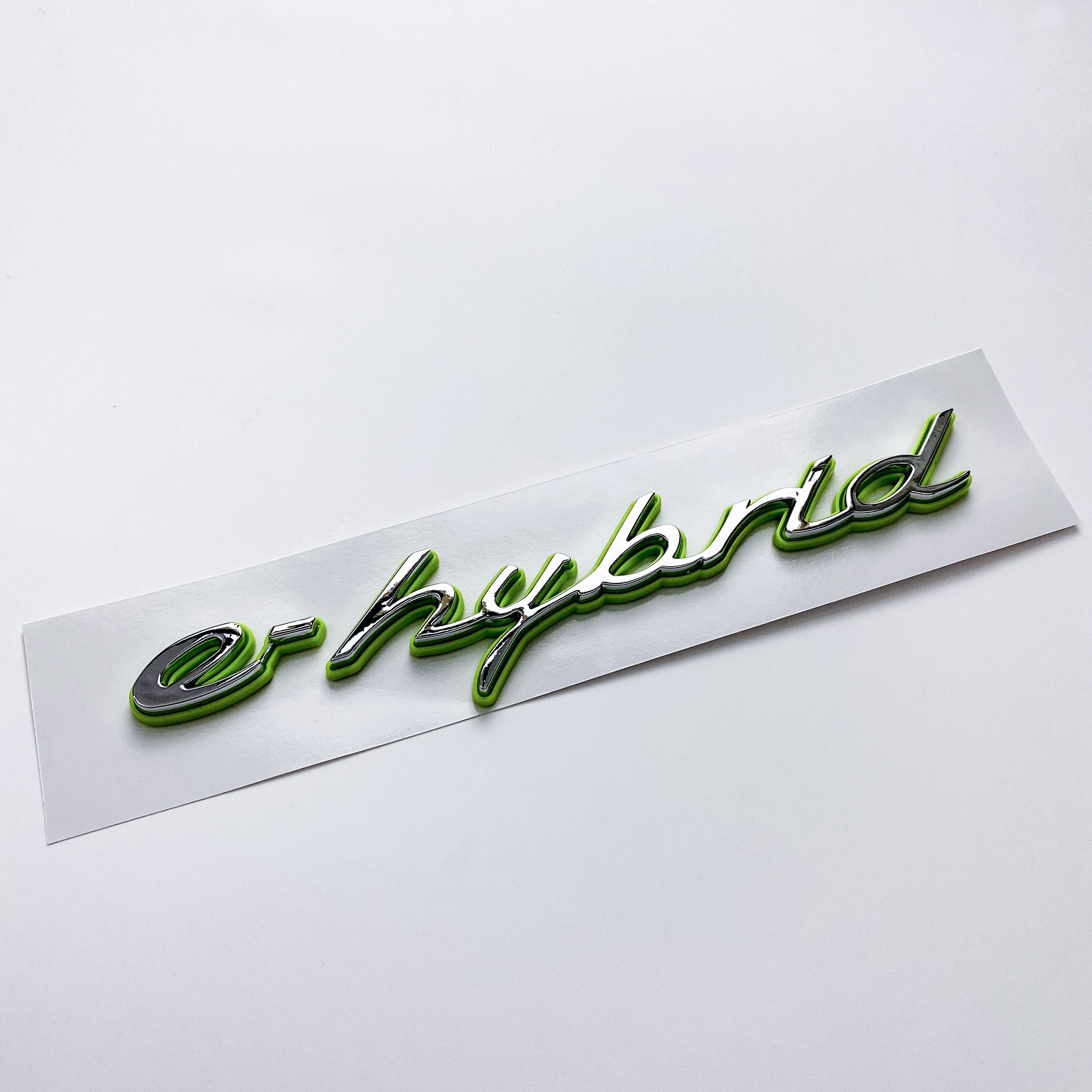 Porsche "e-hybrid" Letter Badge Emblem Car Sticker Green Base Sliver 971854500A Italiaspares