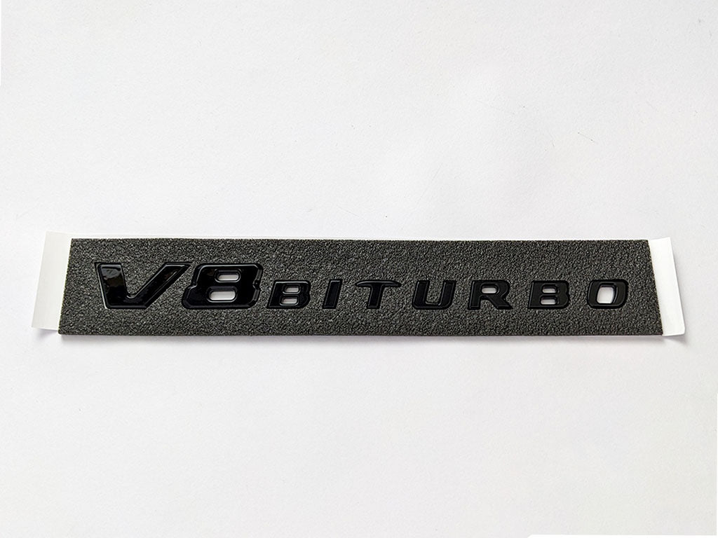 Mercedes Benz V8 BITURBO Gloss Black Number Letters Emblem Badge Sticker Italiaspares
