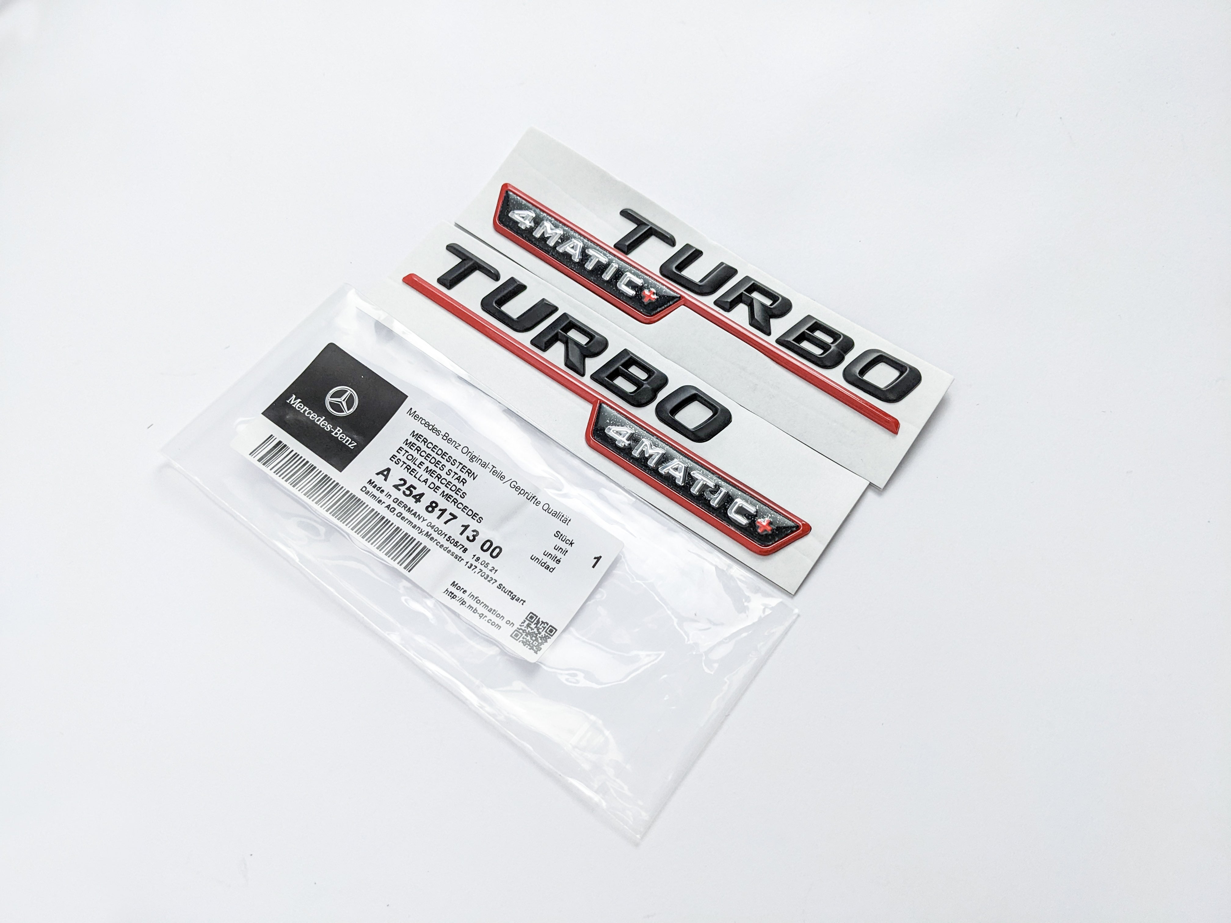 Mercedes Benz Gloss Black Red TURBO 4MATIC+PLUS Letters Emblem Badges Italiaspares