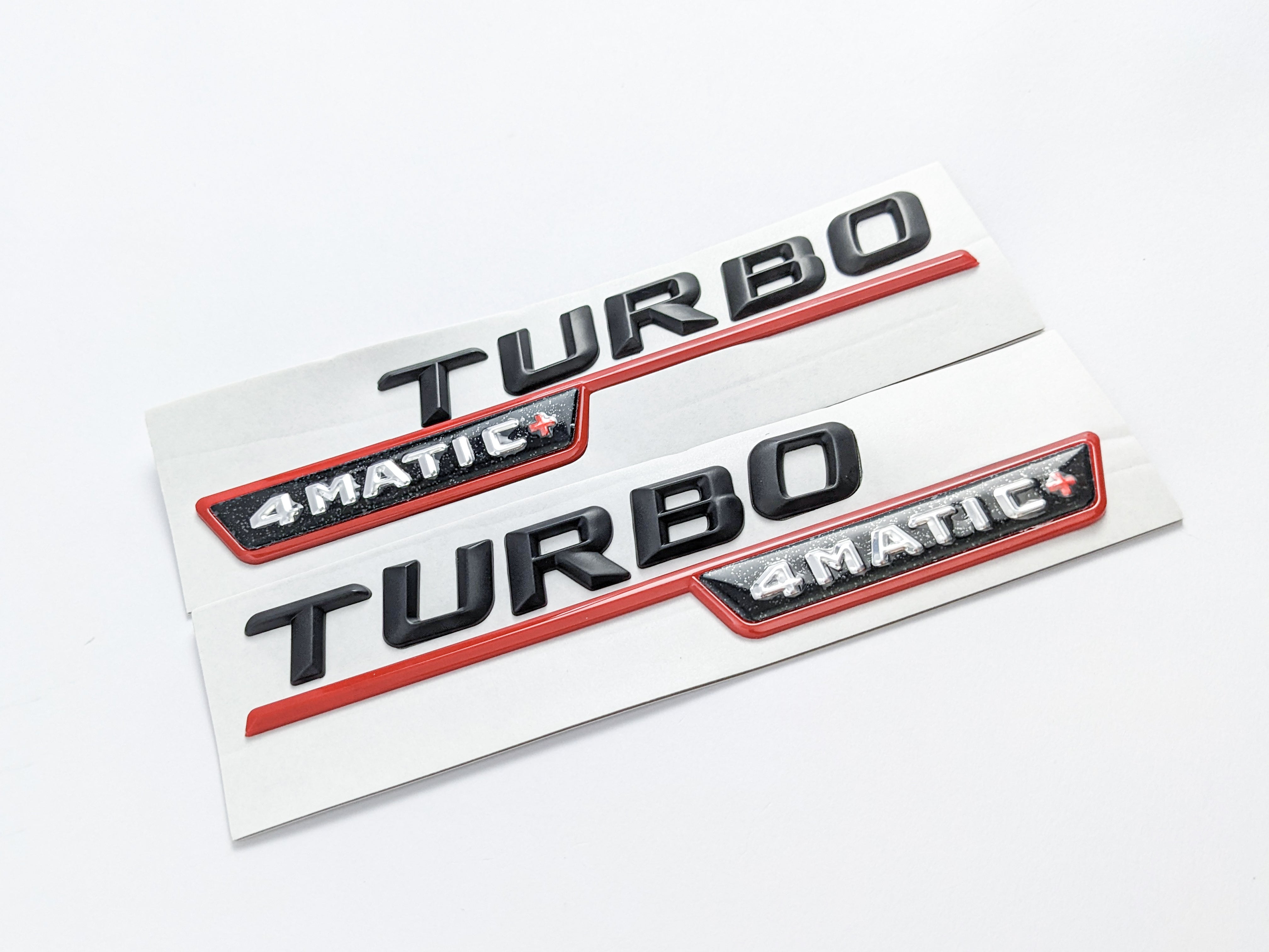 Mercedes Benz Gloss Black Red TURBO 4MATIC+PLUS Letters Emblem Badges Italiaspares