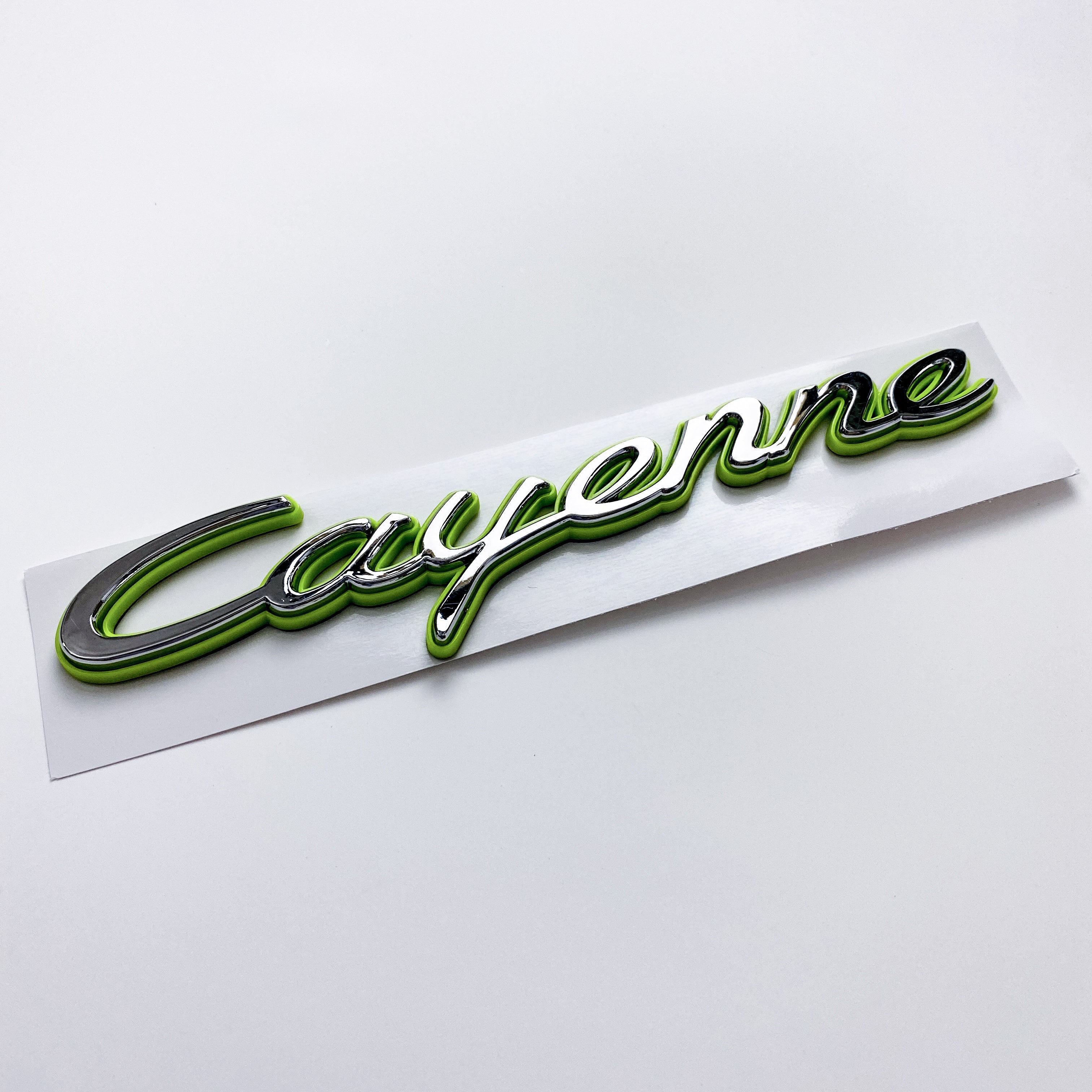Porsche "Cayenne" Rear Trunk Emblem Decal Badge Green Base Sliver 9Y3853675 Italiaspares