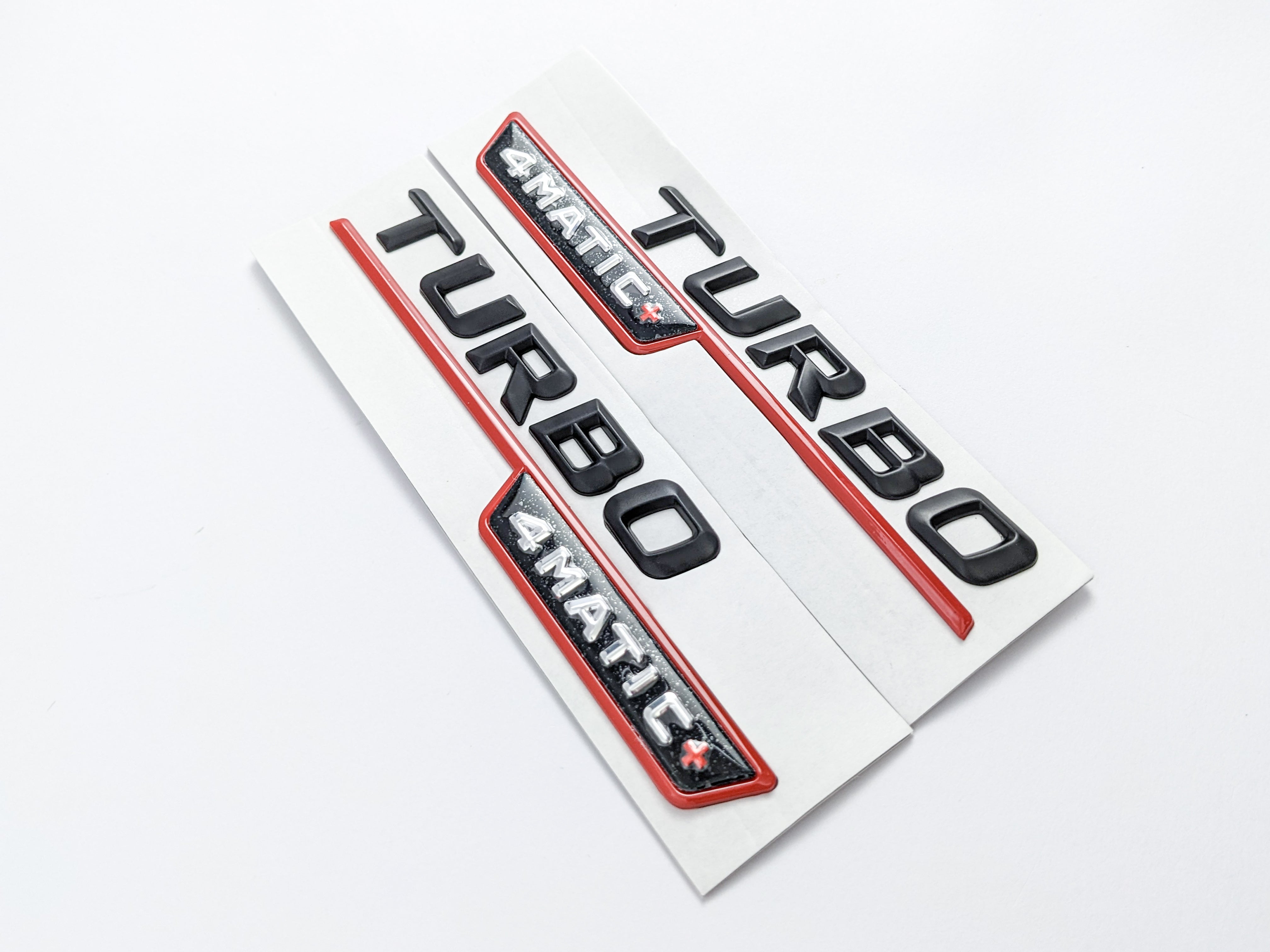 Mercedes Benz Gloss Black Red TURBO 4MATIC+PLUS Letters Emblem Badges Italiaspares