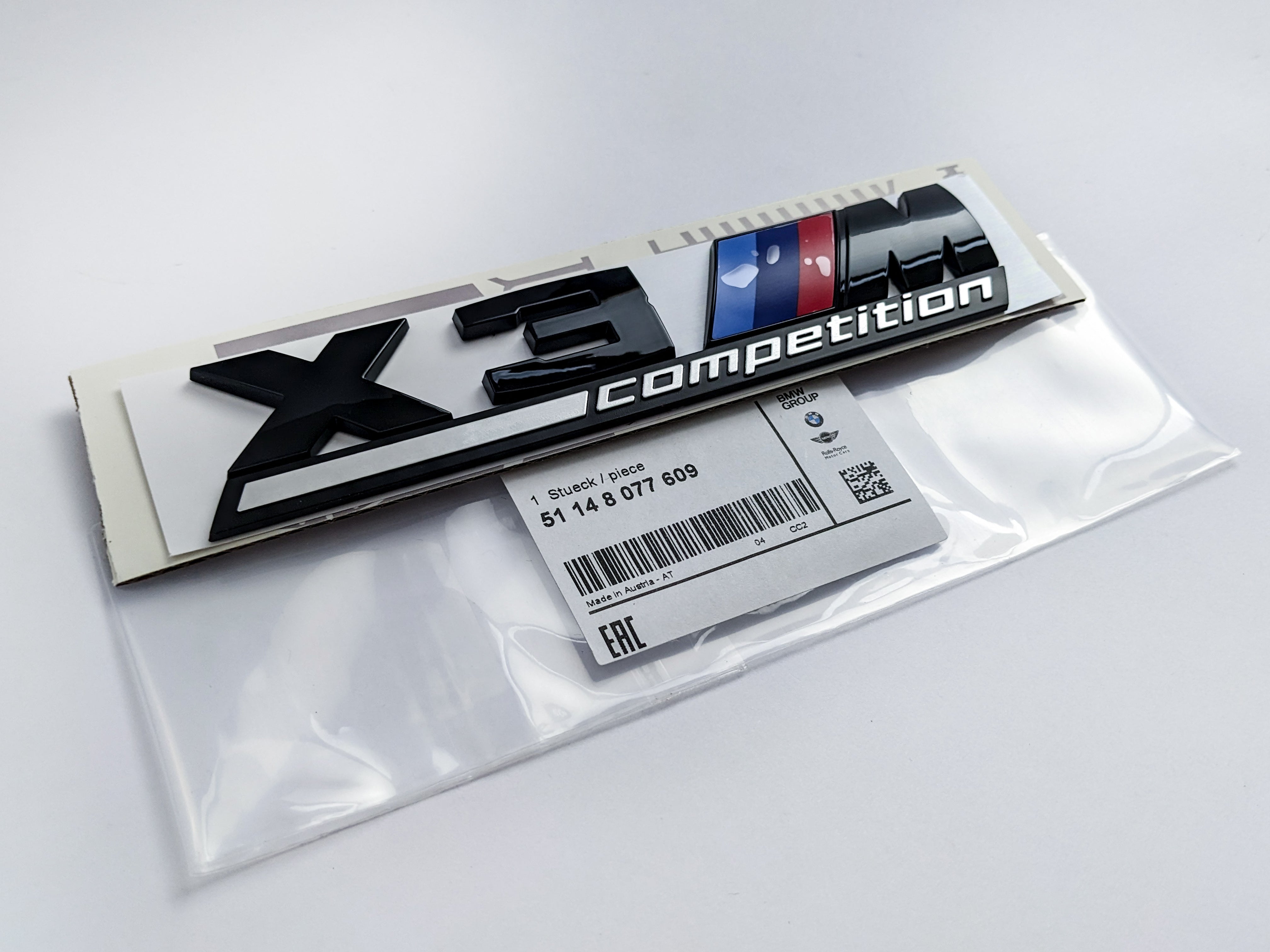 BMW X3 M Competition Tailgate Rear Black Emblem Badge Sticker 51148077609 Italiaspares