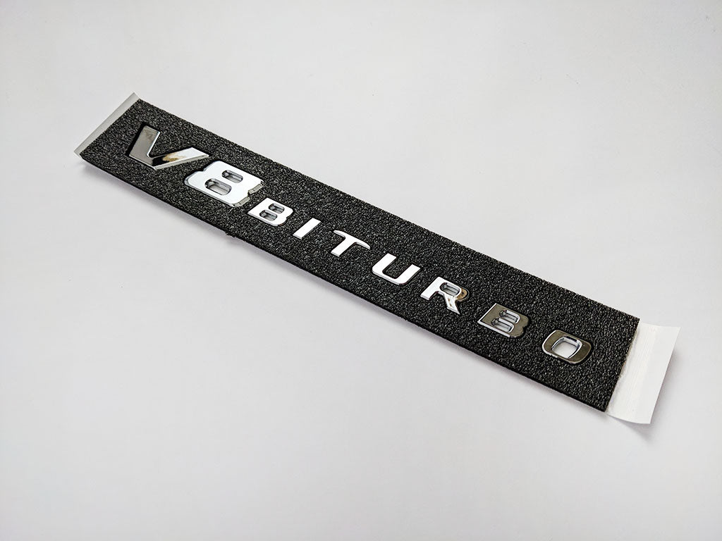 Mercedes Benz V8 BITURBO Chrome Silver Number Letters Emblem Badge Sticker Italiaspares