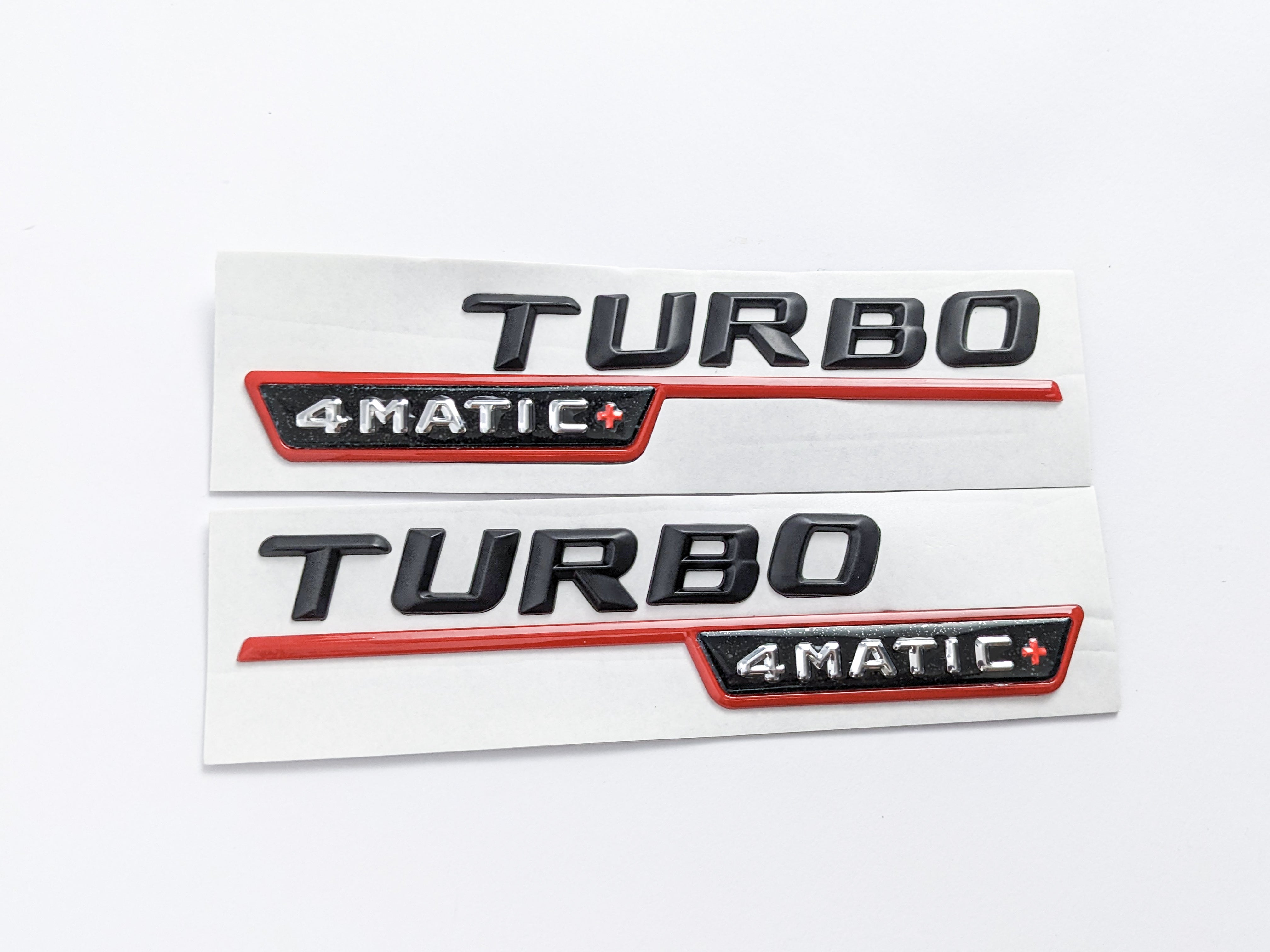 Mercedes Benz Gloss Black Red TURBO 4MATIC+PLUS Letters Emblem Badges Italiaspares