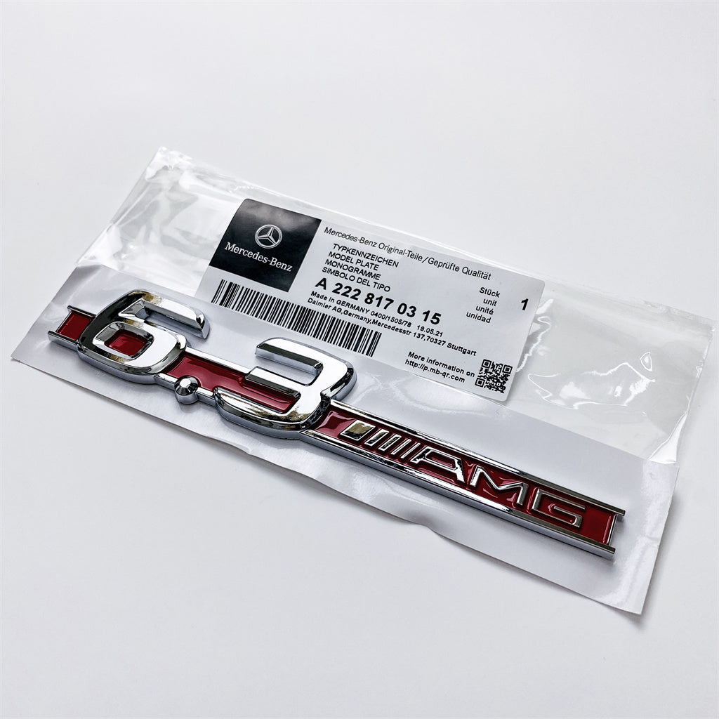 Mercedes Benz 6.3 AMG Side Wing Badge Emblem Black & Red C63 E63 S63 CLS63 A2228170315 Italiaspares