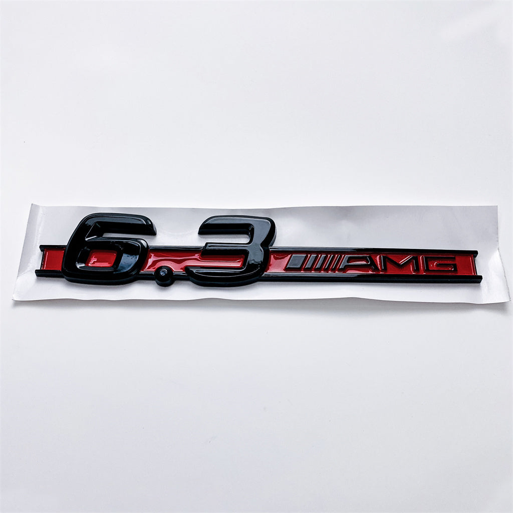 Mercedes Benz 6.3 AMG Side Wing Badge Emblem Black & Red C63 E63 S63 CLS63 A2228170315 Italiaspares