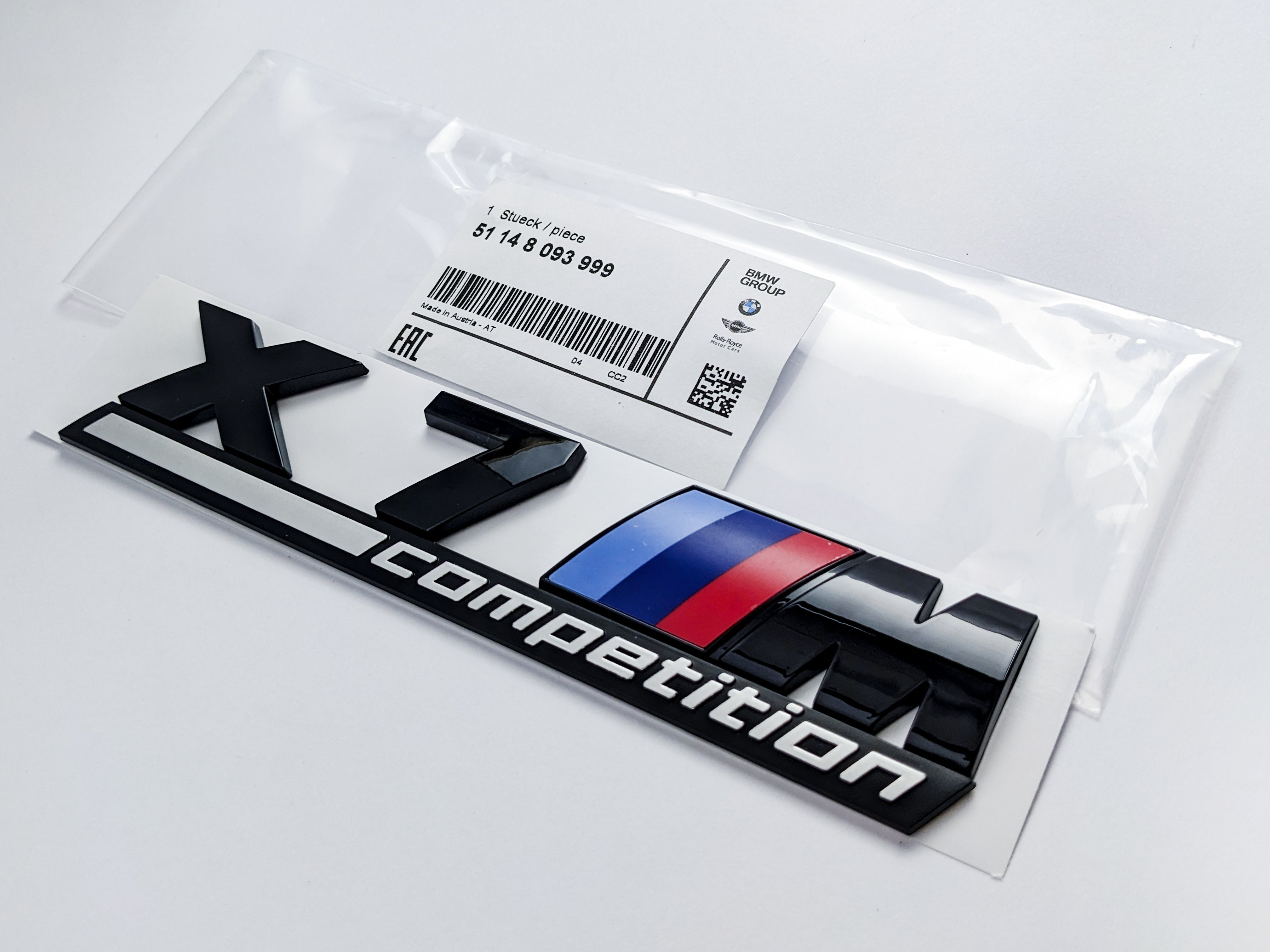 BMW X7 M Competition Tailgate Rear Black Emblem Badge Sticker 51148093999 Italiaspares