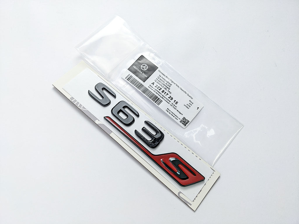 Mercedes-Benz Gloss Black Red "S63s" Rear Trunk Emblem Badge Logo Italiaspares
