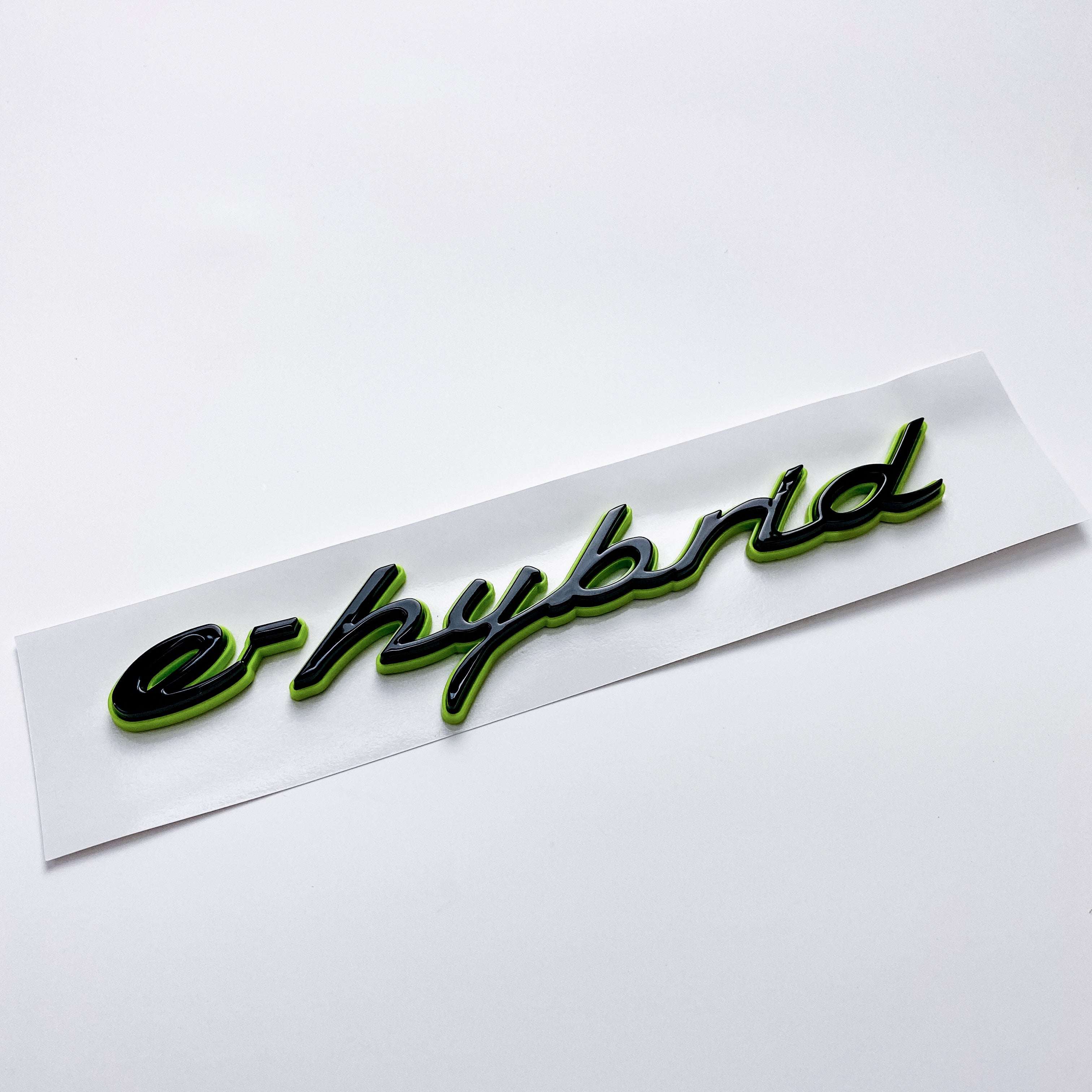 Porsche "e-hybrid" Letter Badge Emblem Car Sticker Green Base Black 971854499C Italiaspares