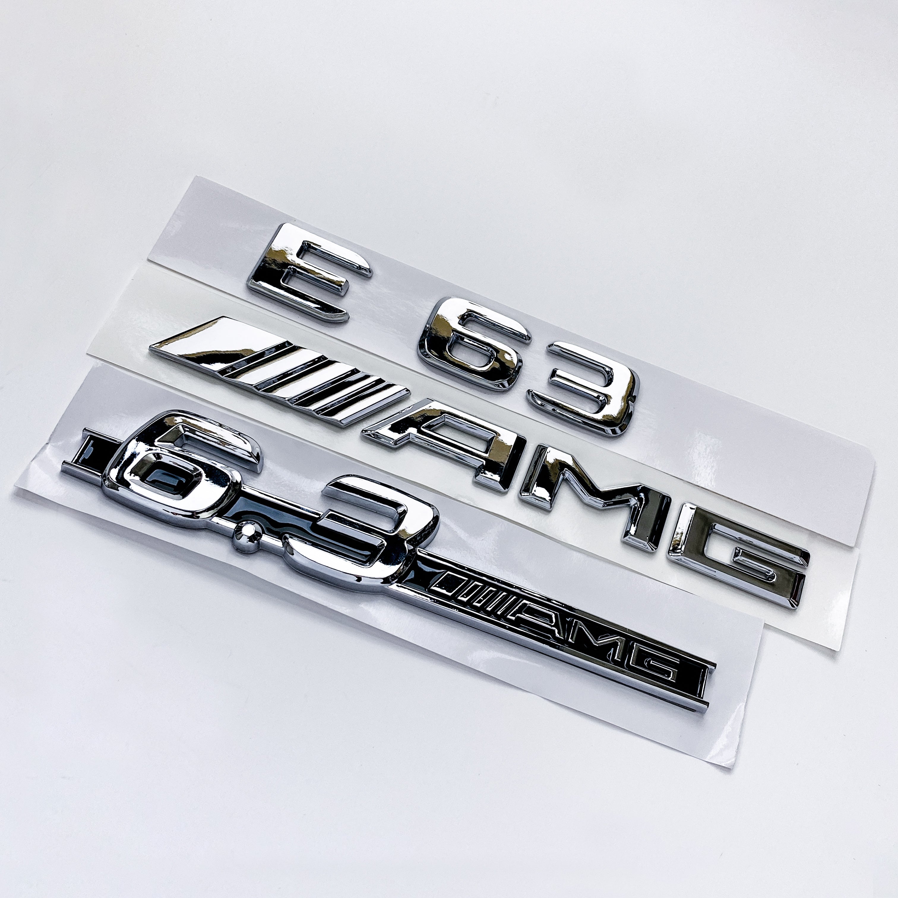 Mercedes Benz Chrome " E63+ AMG + 6.3 AMG" Letters Trunk Emblem Badge Sticker Italiaspares