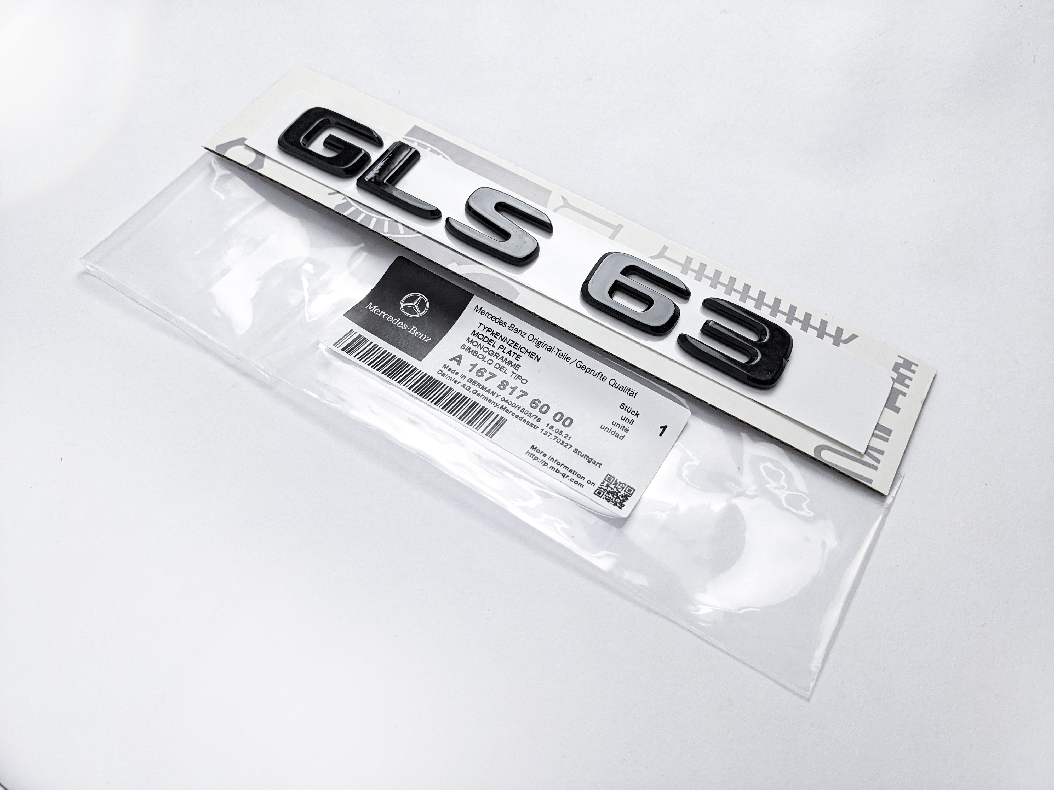Mercedes Benz Gross Black "GLS63" Rear Trunk Emblem Decal Badge Italiaspares